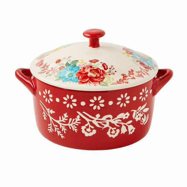 The Pioneer Woman Fancy Flourish Round Ceramic Casserole Dish with Lid, Size: 1 Piece
