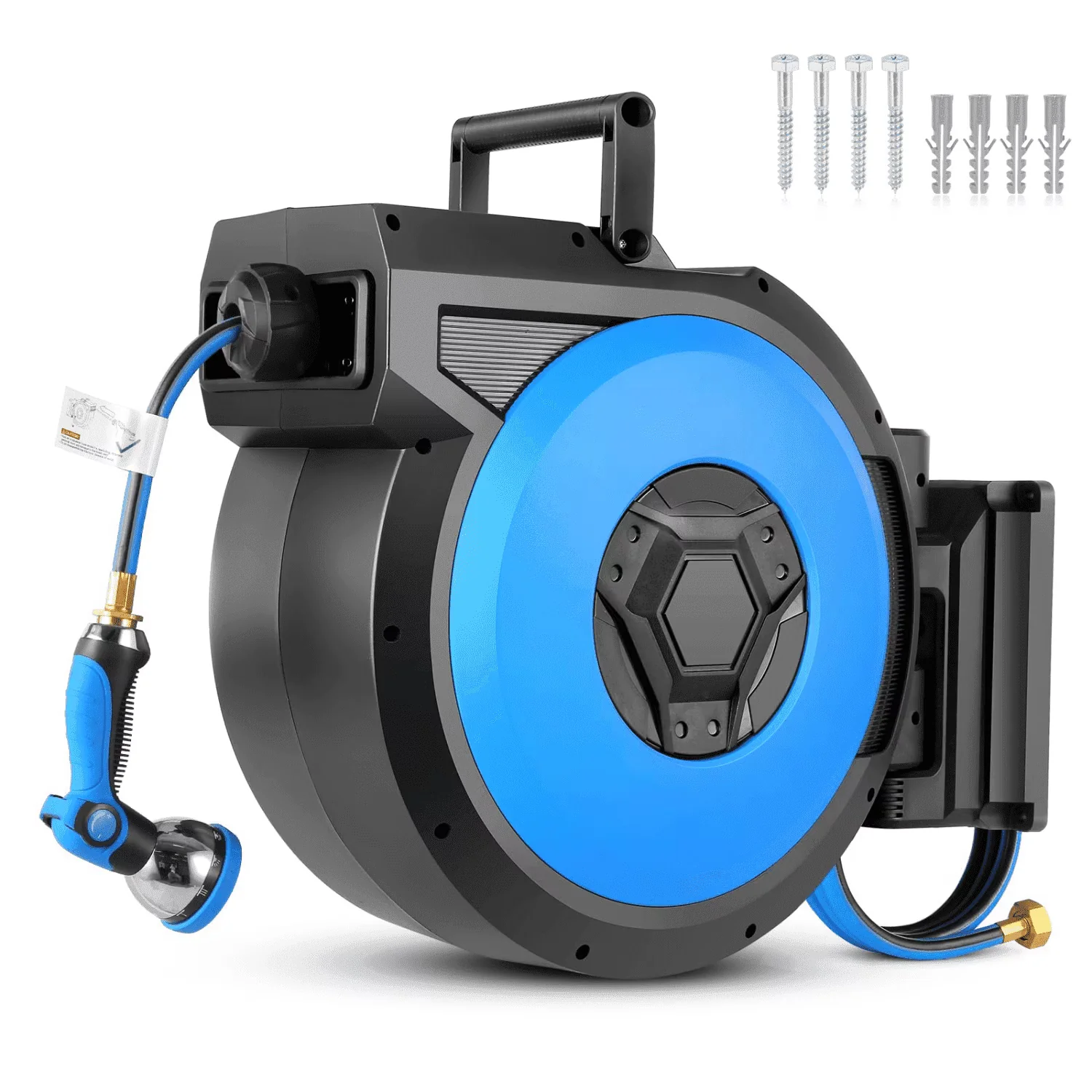 Legooin? Retractable Garden Water Hose Reel, Heavy Duty 131FT with 10-Function Nozzle, Wall Mount, Automatic Rewind, Any Length Lock, 180�� Swivel
