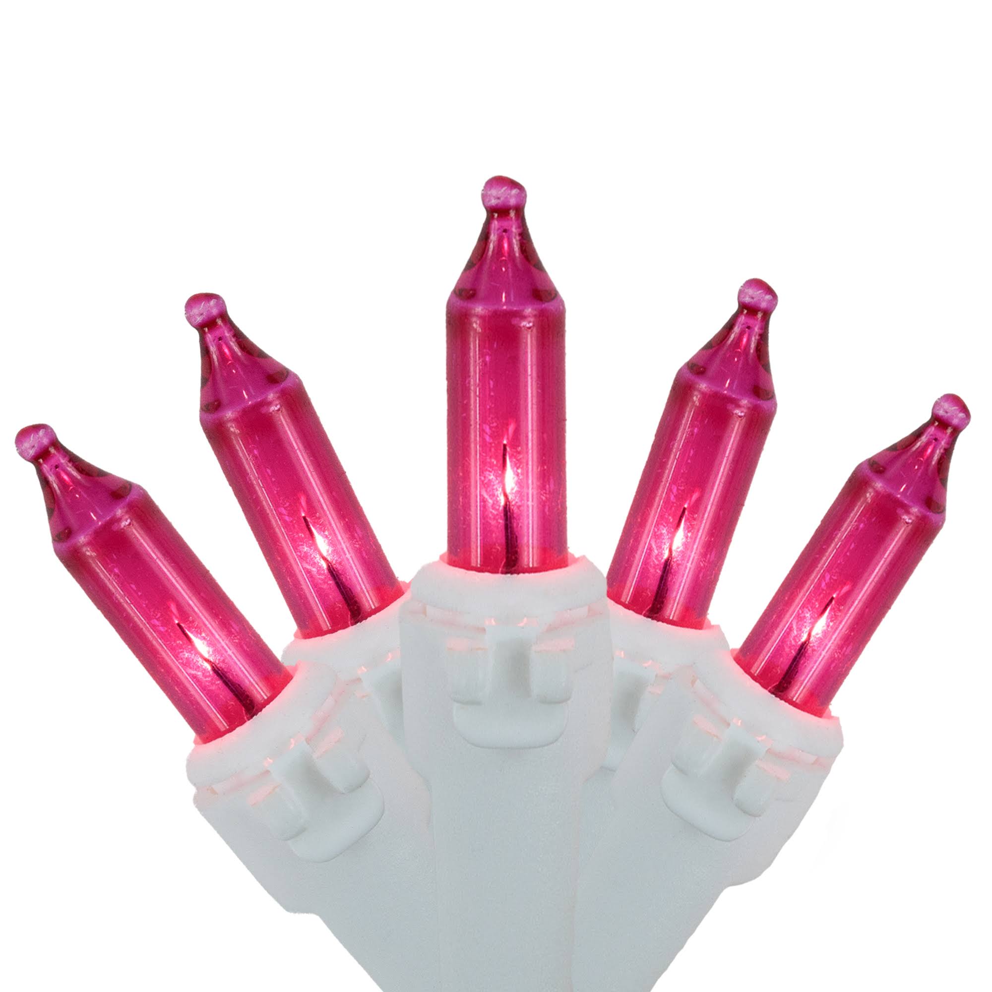 Northlight 50-Count Pink Mini Christmas Light Set, 10 ft White Wire