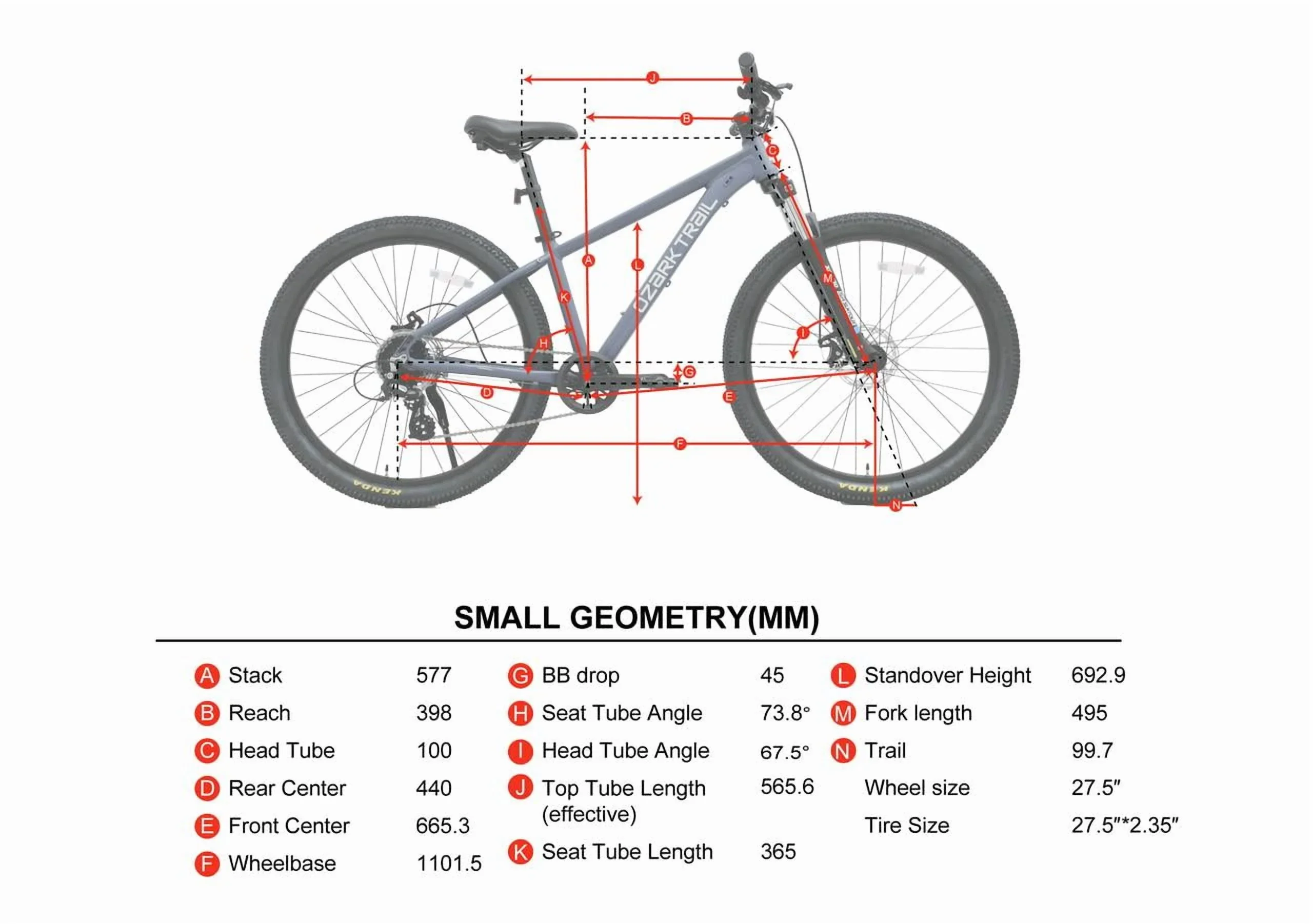 27.5 Ozark Trail M.2 Ridge Mountain Bike, Medium Frame, Fits Riders 5'3 - 5'8, Blue, Adult, Unisex
