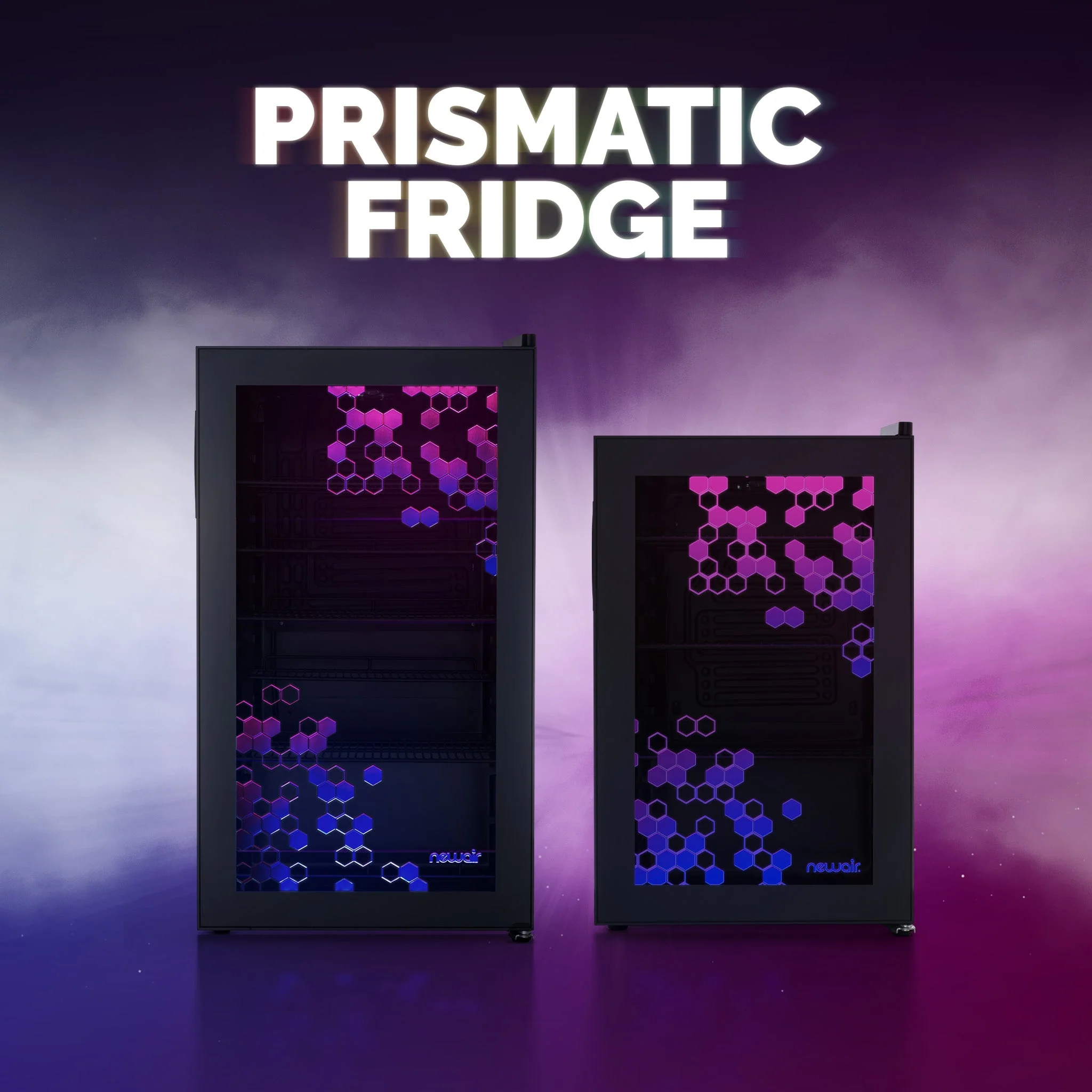 Newair Prismatic Series Beverage Fridge with RGB HexaColor LED Lights