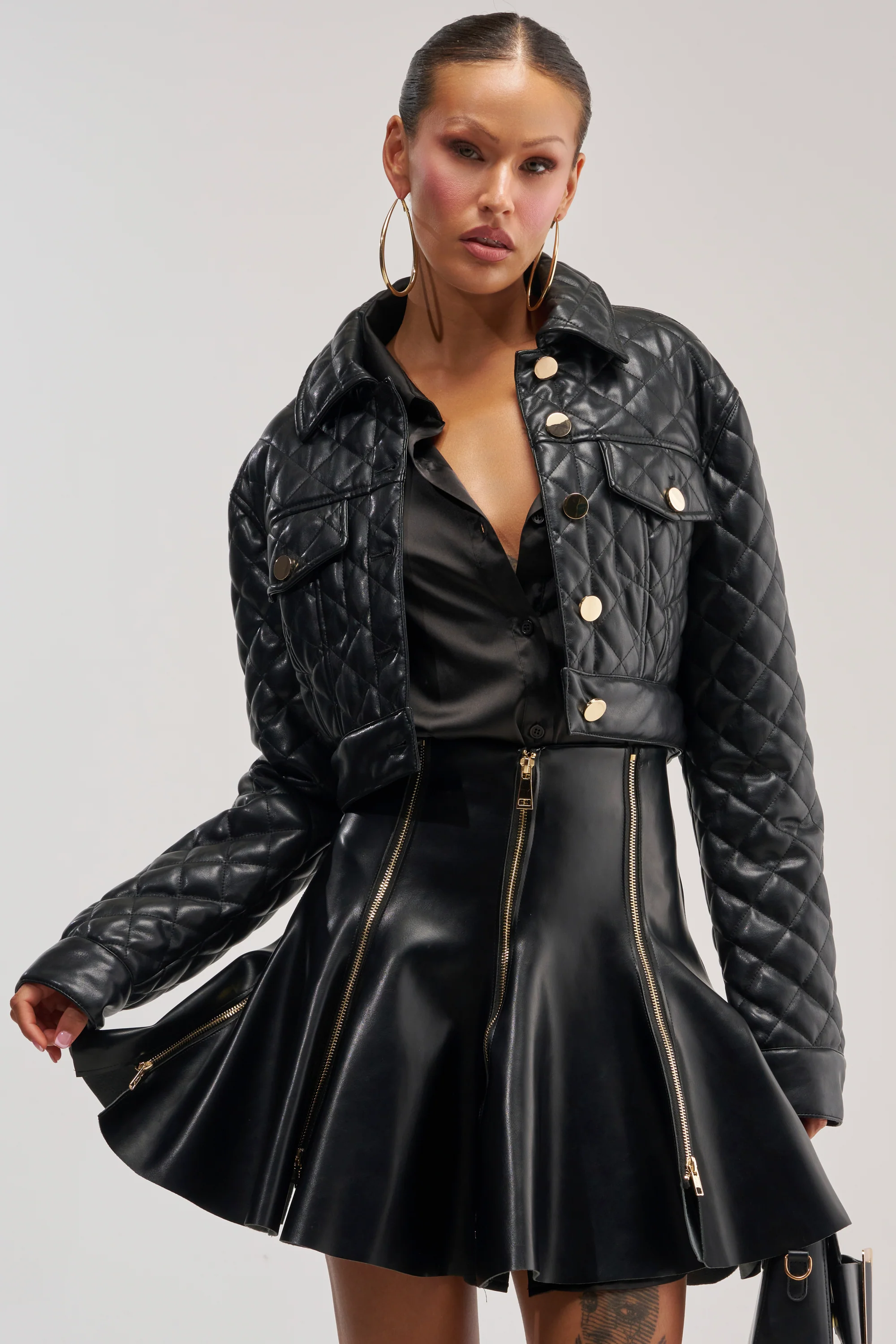 ROMY QUILTED FAUX LEATHER JACKET - Akira Store
