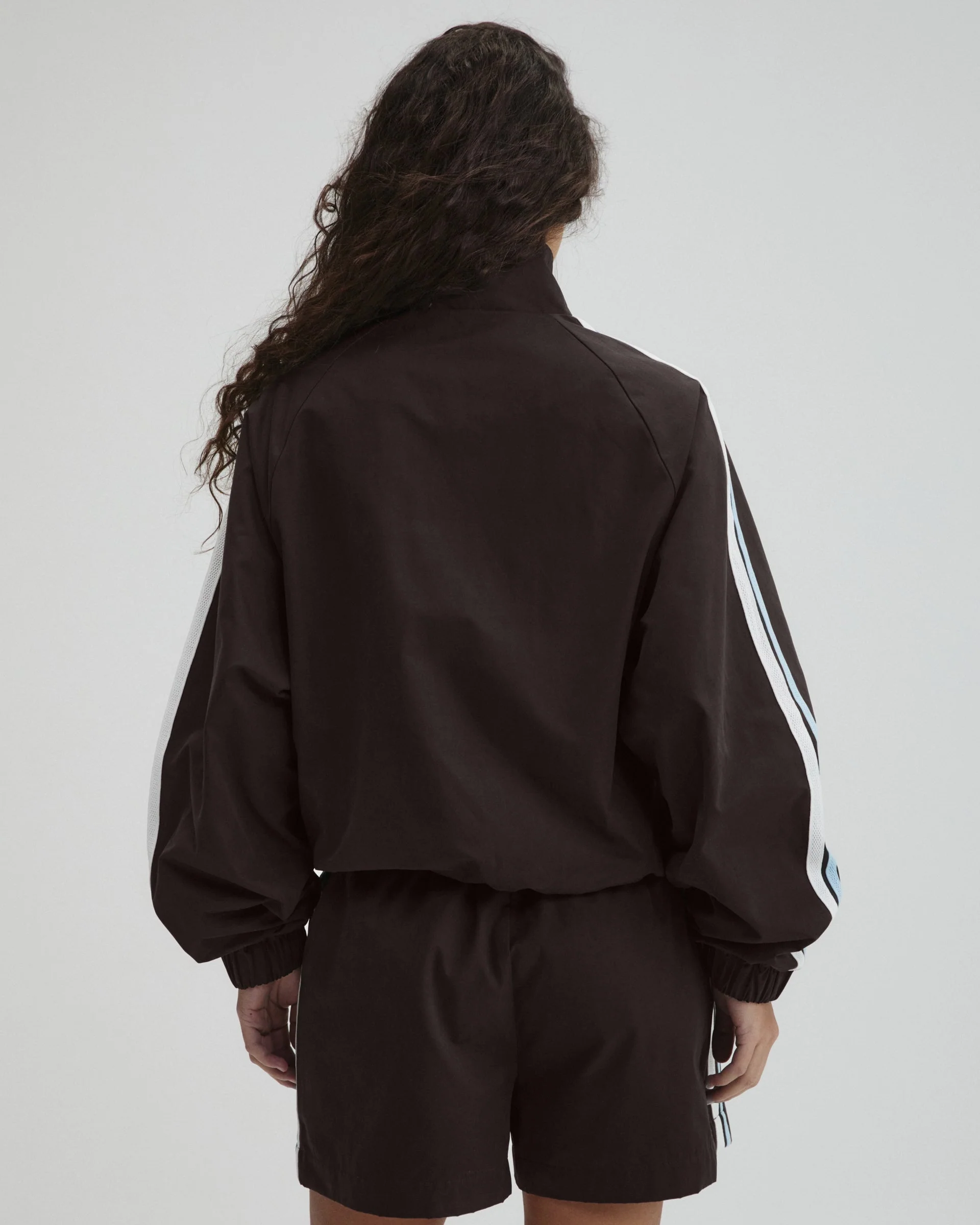 Stripe Detail Track Jacket - Coffee Bean