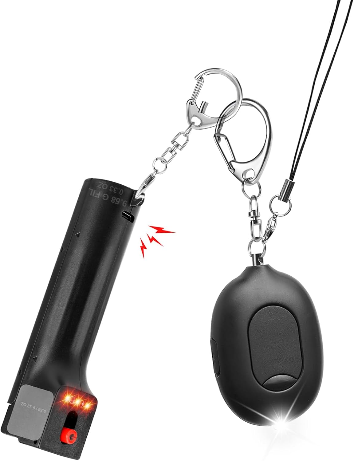 for Women self Defense Keychain Safety Alarm & Door Stopped Alert & Pepper Spray Combo for Women, 130dB Sounds & Led Light & Max Strength Pepper Spray Gel,Security Alarm for Travel (White/White)