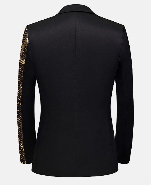 Blazer à un bouton, col cranté, sequins et blocs de couleurs tendance