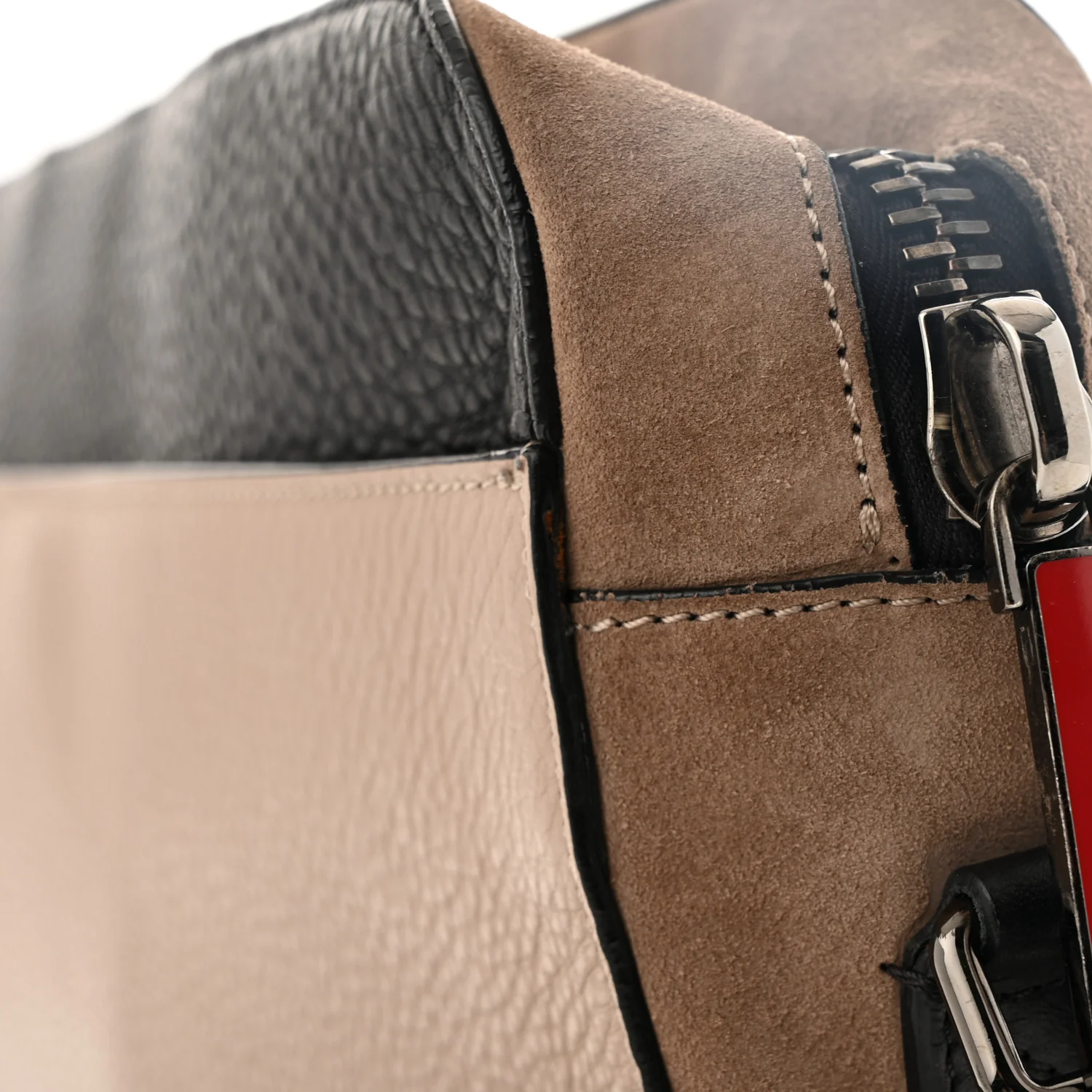 Suede Calfskin Aliosha Messenger Cappuccino Black