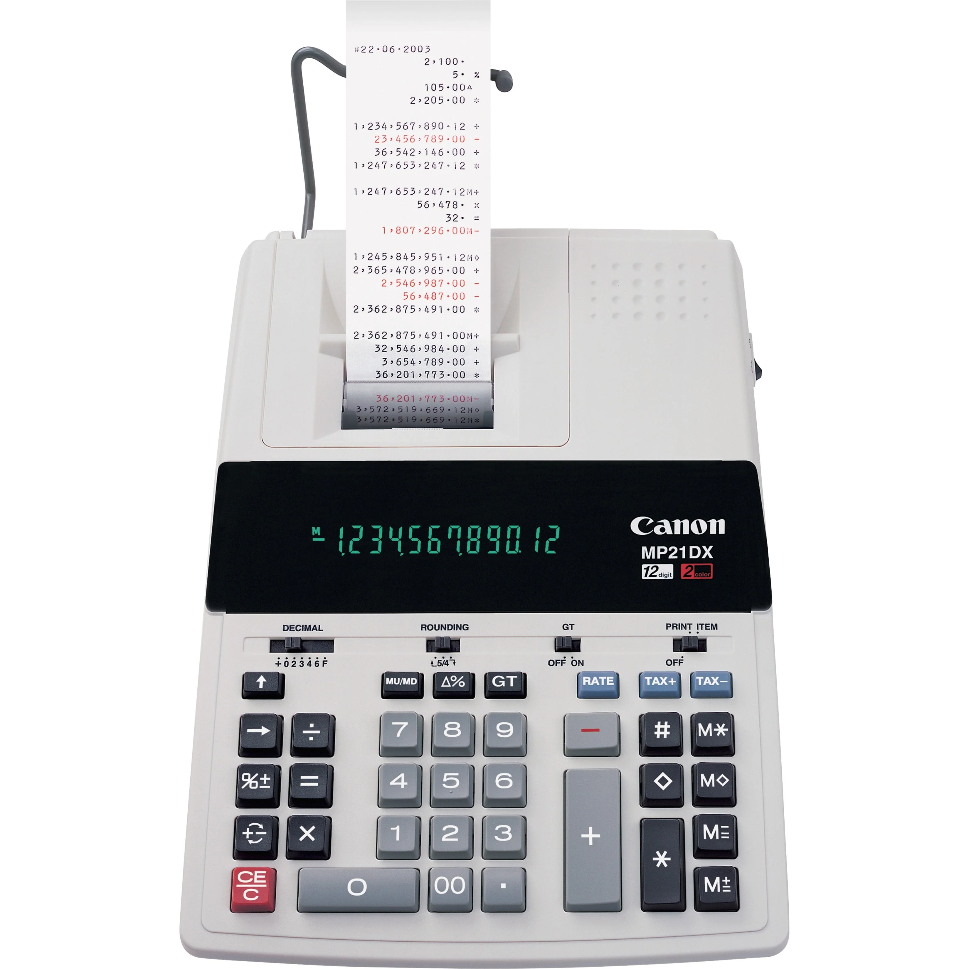 CNMMP21DX, MP21DX Color Printing Calculator, 1 Each, White
