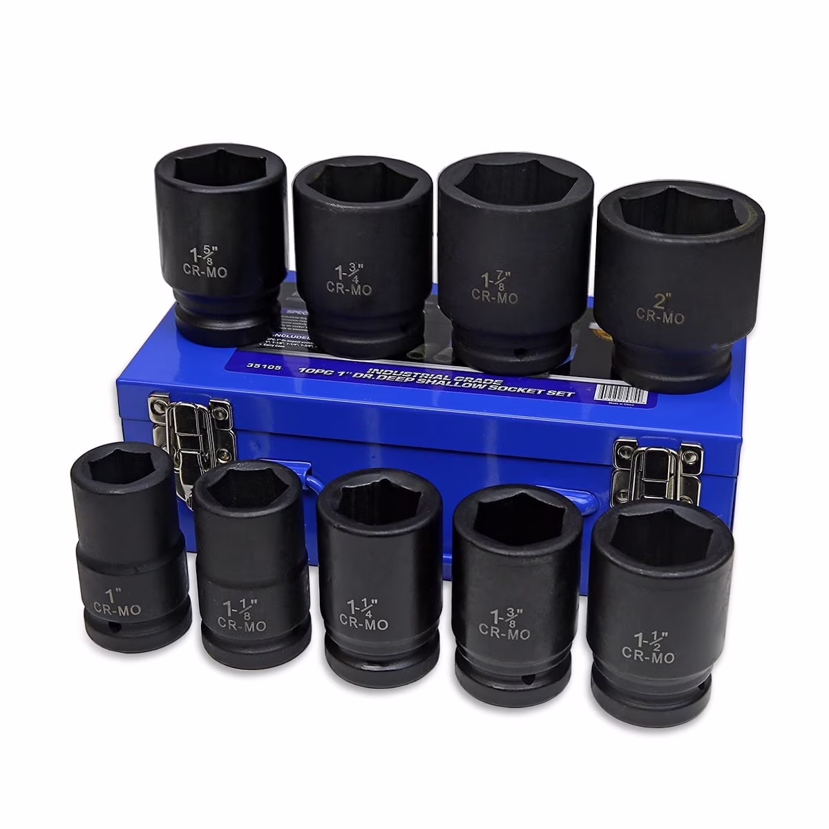 Stark USA 1 Drive 21PC Deep Impact Jumbo Socket Set, 6 Point MM, 27mm - 80mm, CrMo Steel