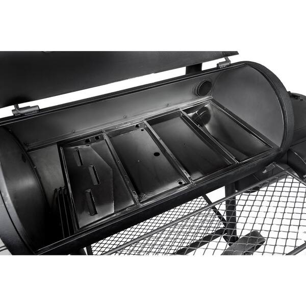 Highland Reverse Flow Offset Charcoal Smoker and Grill in Black with 900 sq. in. Cooking Space - Image 10