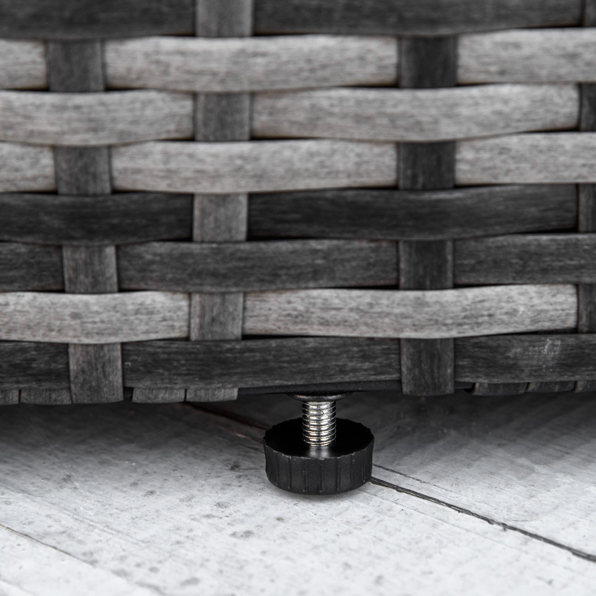 Outsunny rotan zonne-eiland met zonnekap bijzettafel in hoogte verstelbaar grijs