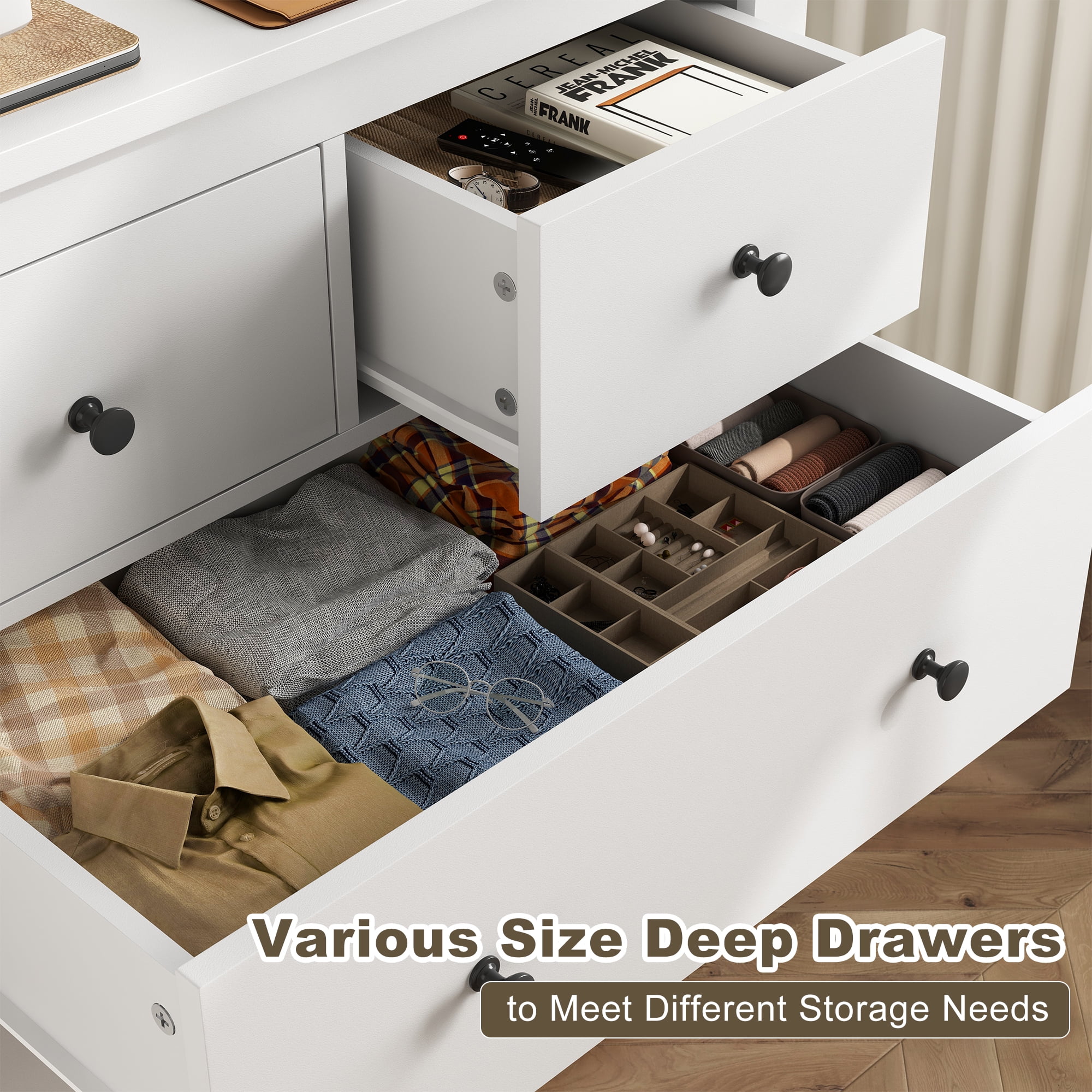 White Dresser for Bedroom with 10 Drawers Modern Wood Dressers Chests of Drawers Wide Dresser for Adults(10 Drawer,White) - Image 4