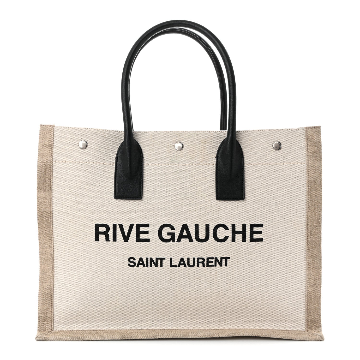 Linen Calfskin Small Rive Gauche Tote Optic White