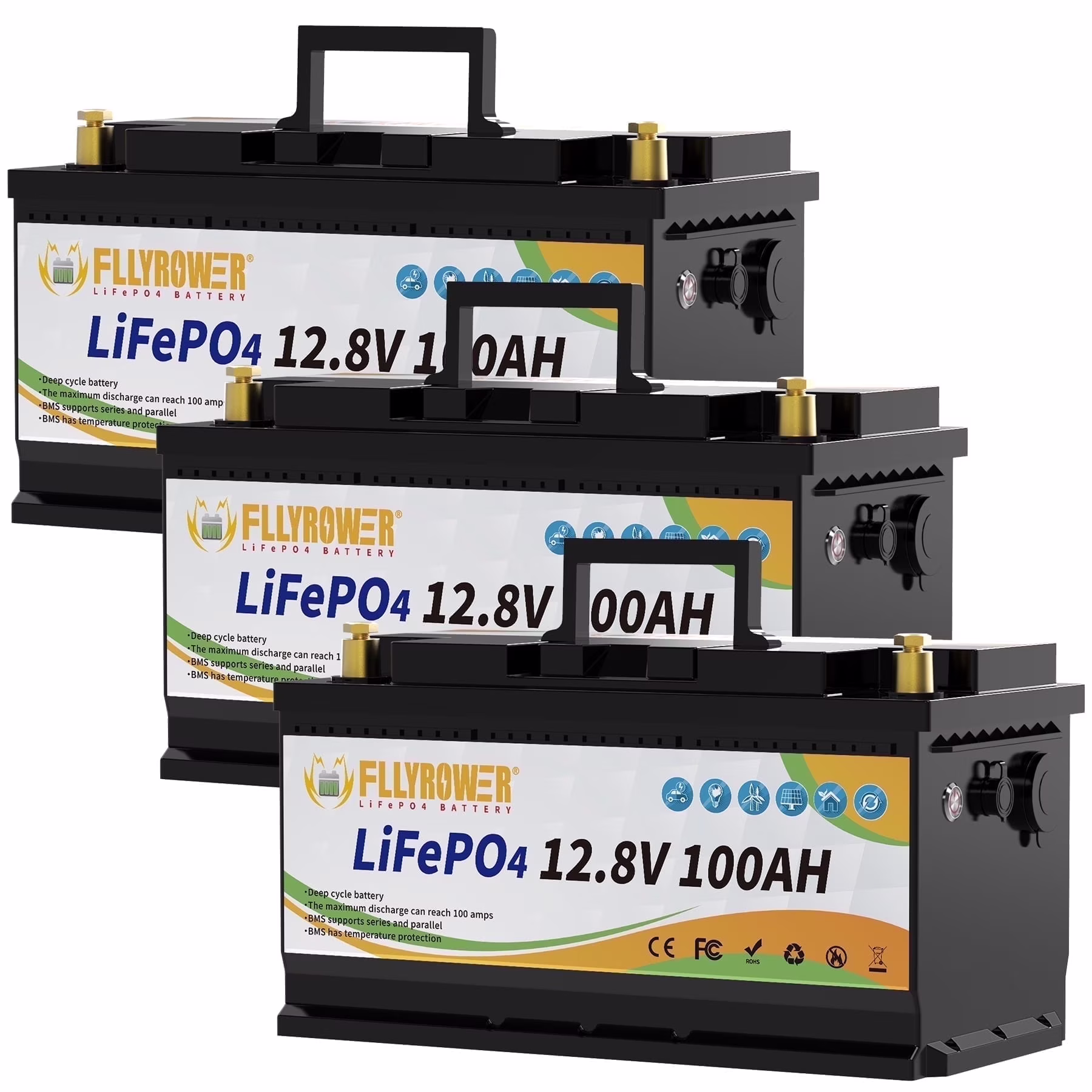 12V 100Ah LiFePO4 Lithium Battery with a Charger,for RV,Marine,Solar,Trolling Motor,Camping,Home Energy Storage,Built in 100A BMS,15000+Deep Cycles(1) - Image 5