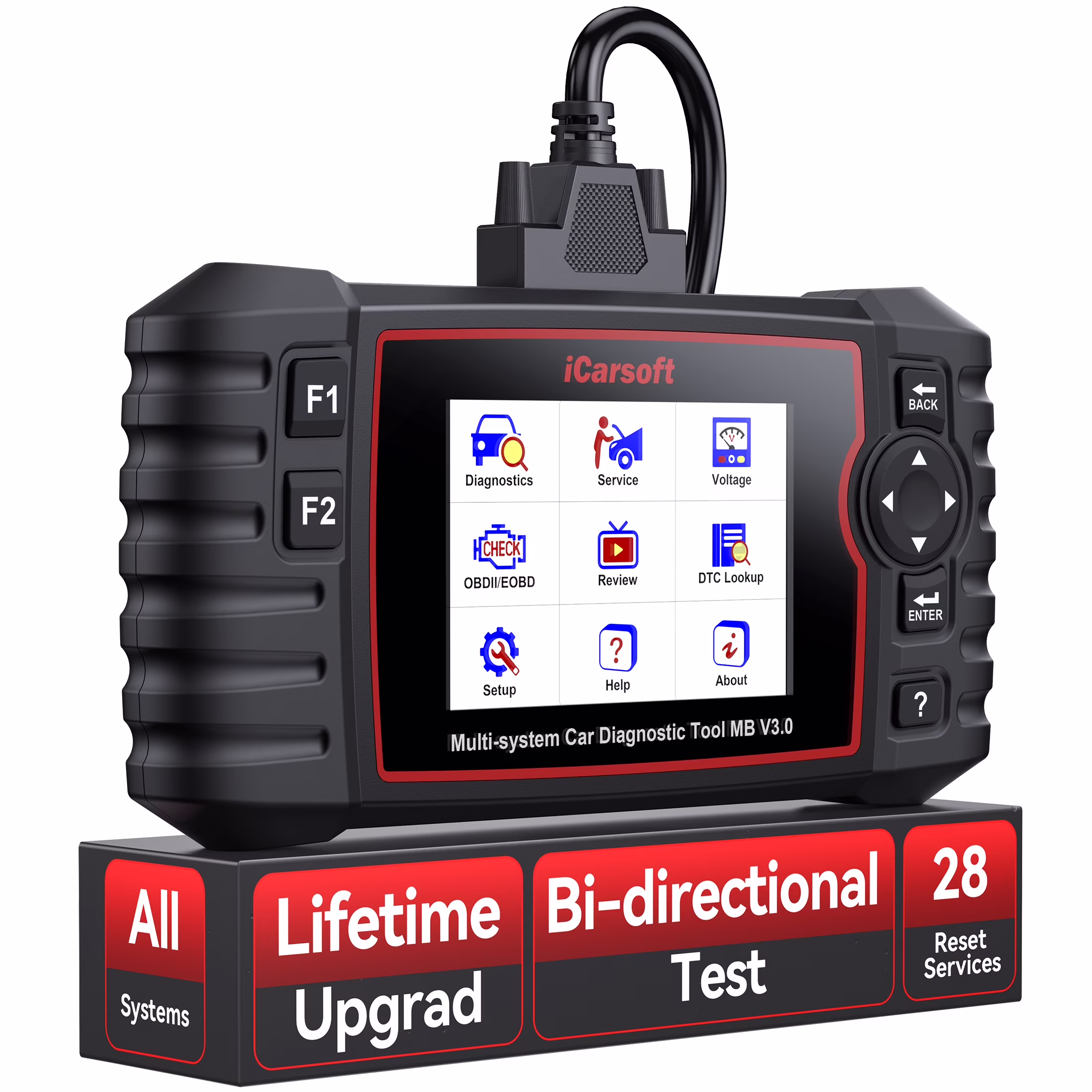 Bidirectional Diagnostic Tool for Mercedes-Benz/Sprinter/Smart, 28+ Reset Service OBD2 Full System Scanner, Battery Test/Actuation Test, Auto VIN, Quick Scan-MB V3.0(Enhance Version)