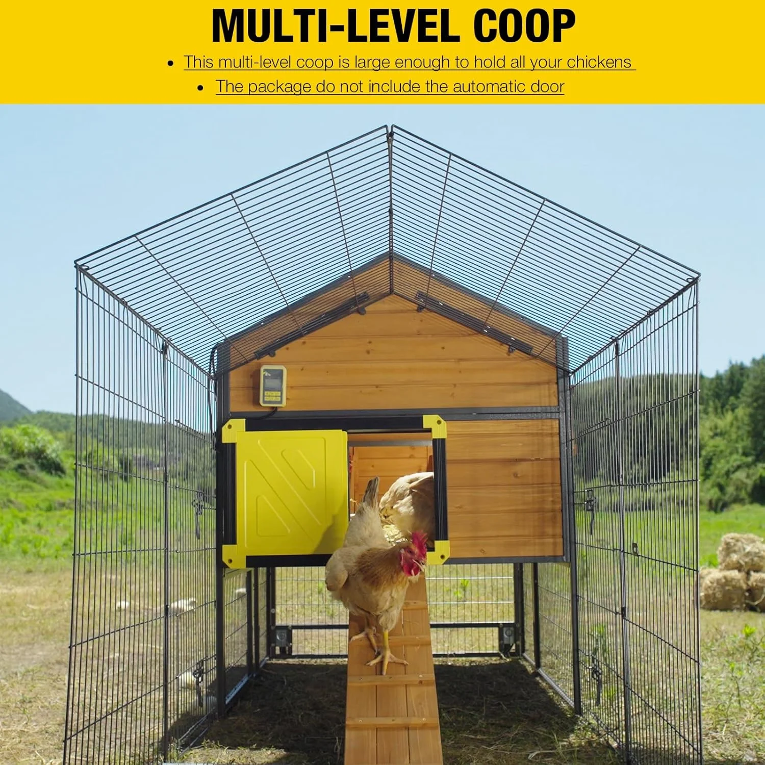 Mobile Chicken Coop 85" with Nesting Box Metal Run and Weather Proof Cover for 6-8 Outdoor Backyard Farm Rabbit Duck Poultry - Image 2