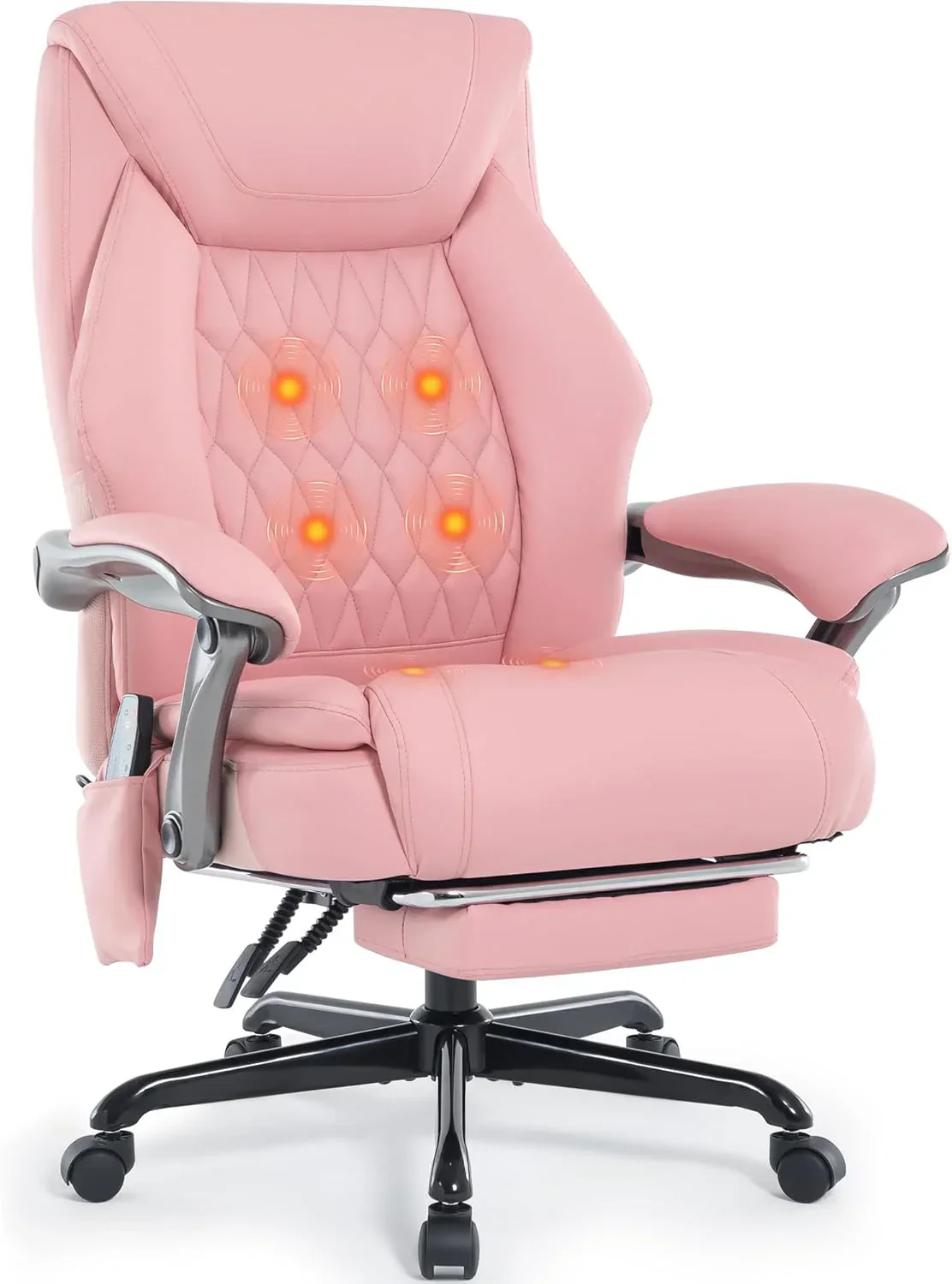 Fauteuil de bureau massant avec chauffage et repose-pieds, fauteuil de bureau ergonomique inclinable de direction