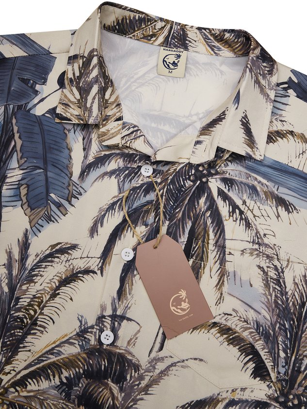 Chemise hawaïenne pour homme, imprimé noix de coco, revers, poche poitrine, manches courtes, style Aloha original