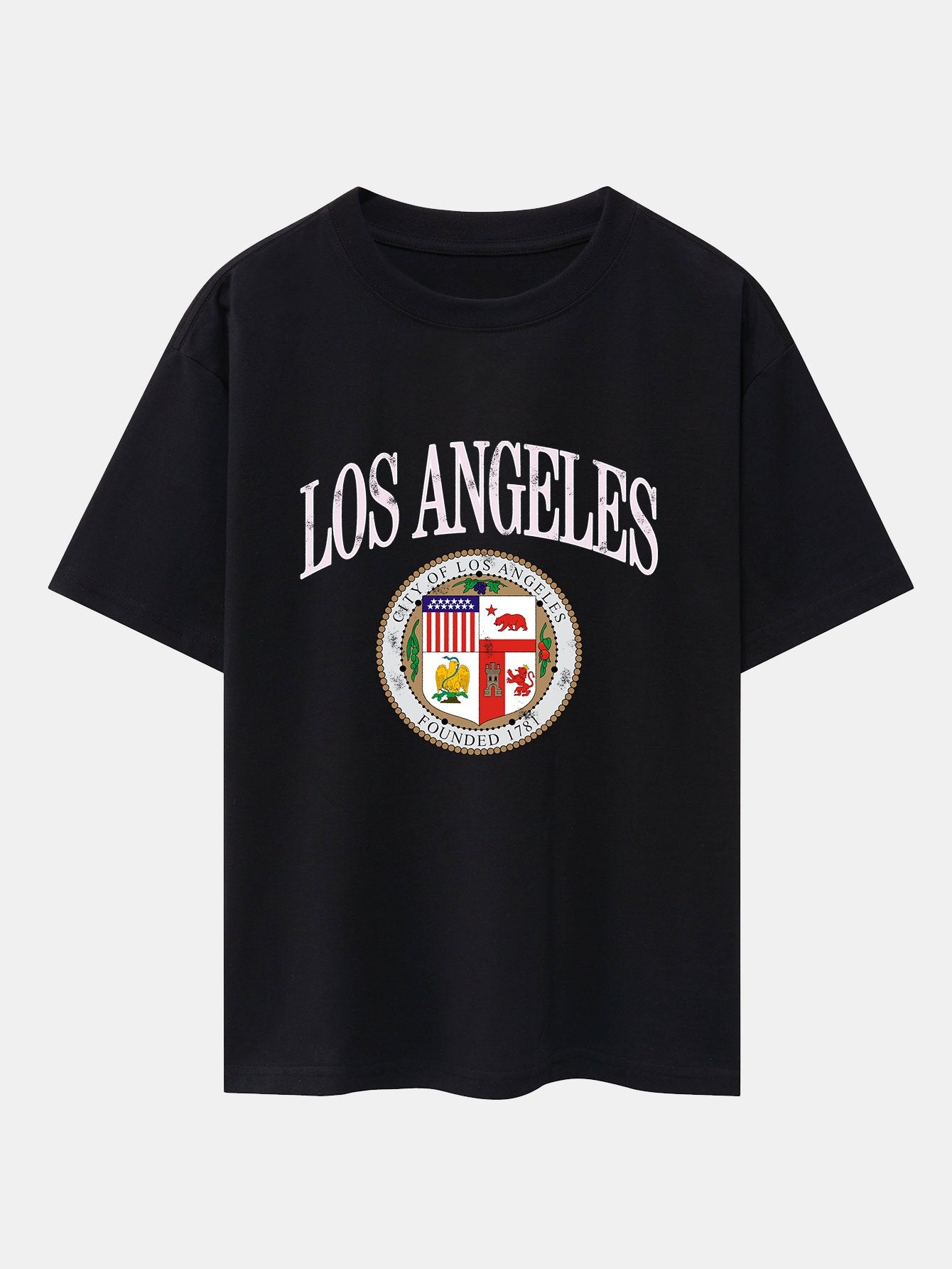 T-shirt oversize à épaules tombantes imprimé des armoiries de Los Angeles