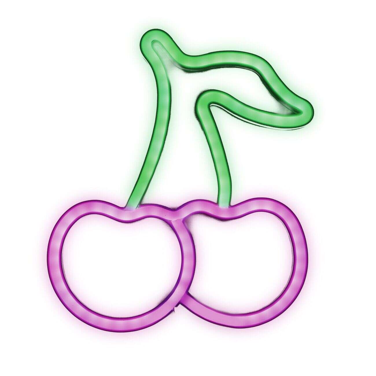 Décoration murale lumineuse néon forme cerise rose et vert 20x22cm