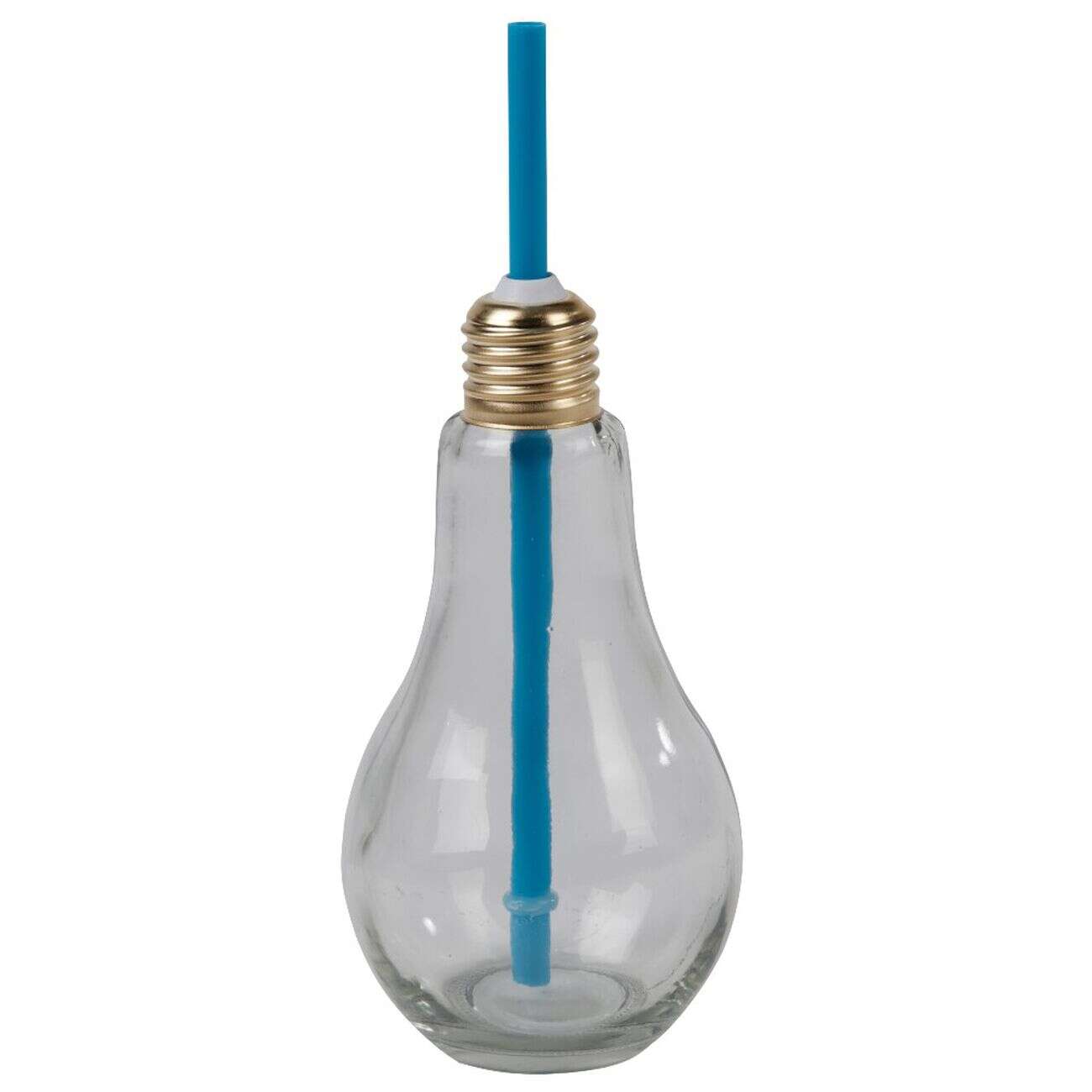 Gobelet en verre forme ampoule avec paille