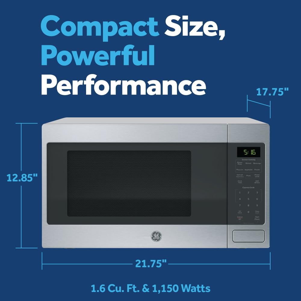 GE Countertop Microwave Oven, 1150 Watts, 1.6 CuFt., Stainless Steel
