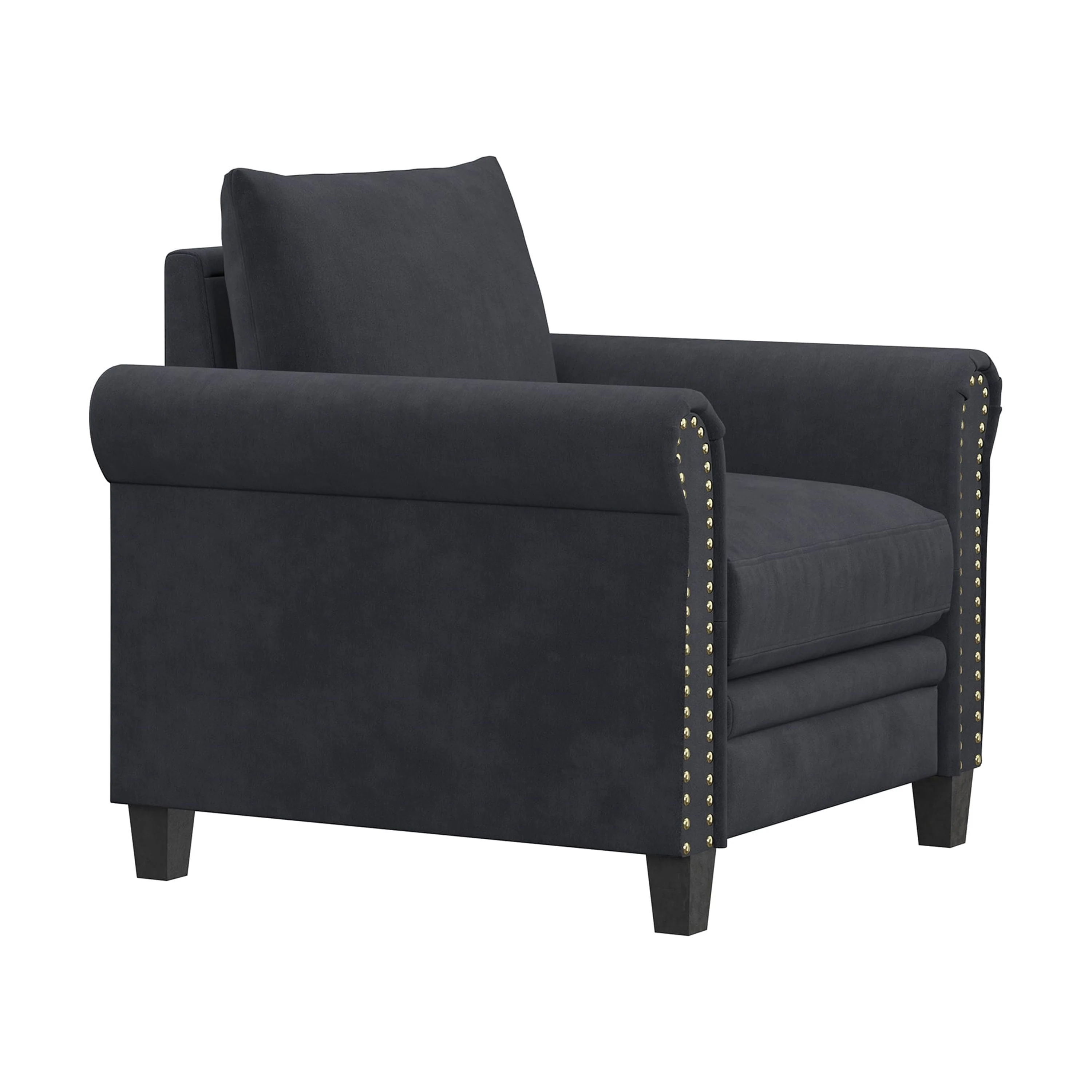 Fallon Armchair with Nail Head Trim, Gray Fabric Image 3