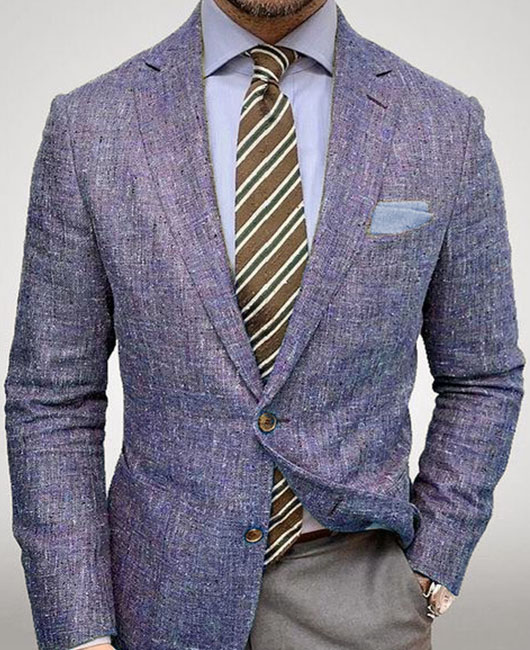 Blazer d'affaires à motif texturé, simple boutonnage et revers cranté