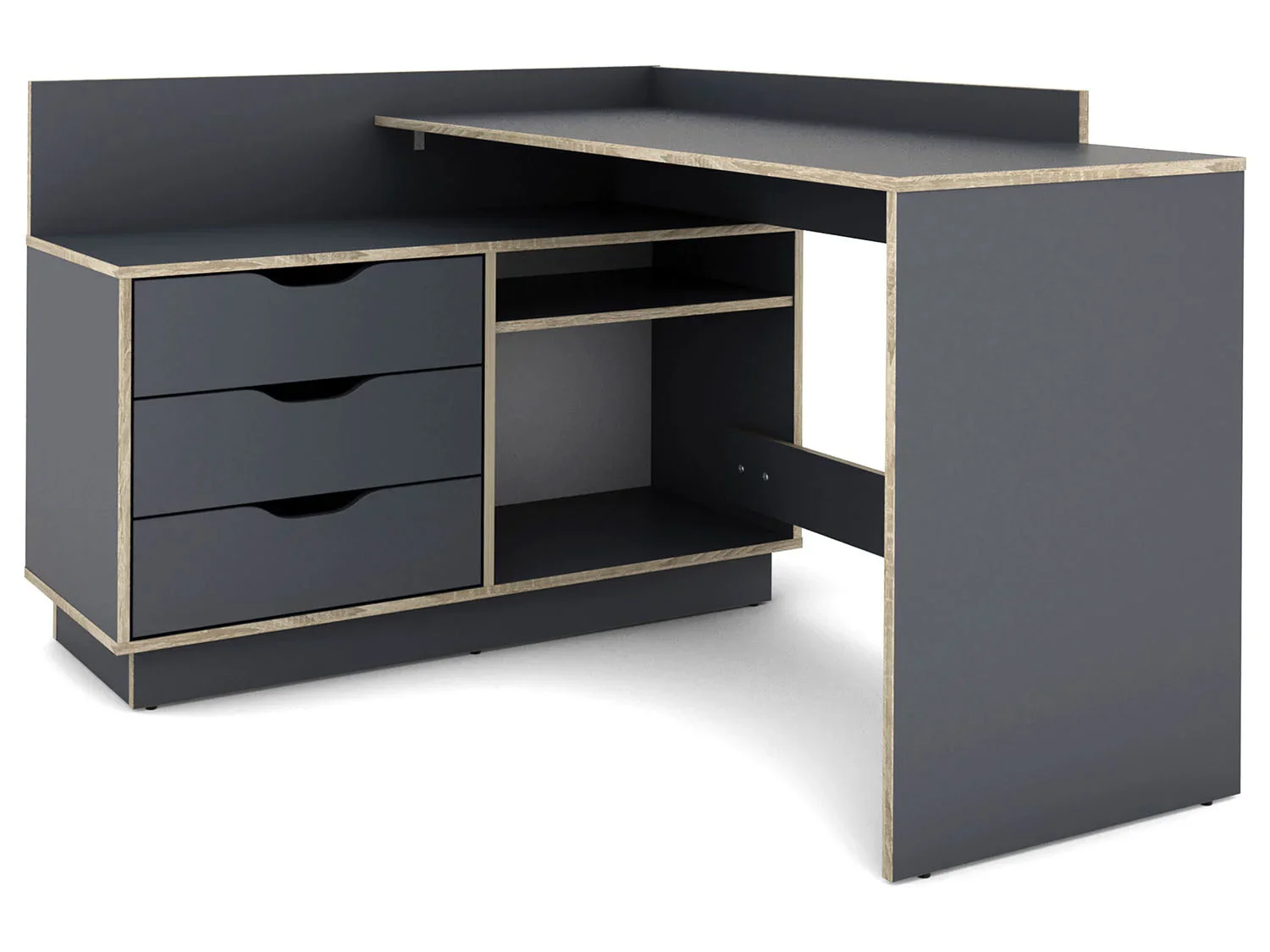 byLIVING Bureau d'angle Belfast avec compartiments, 129 x 105 x 83 cm