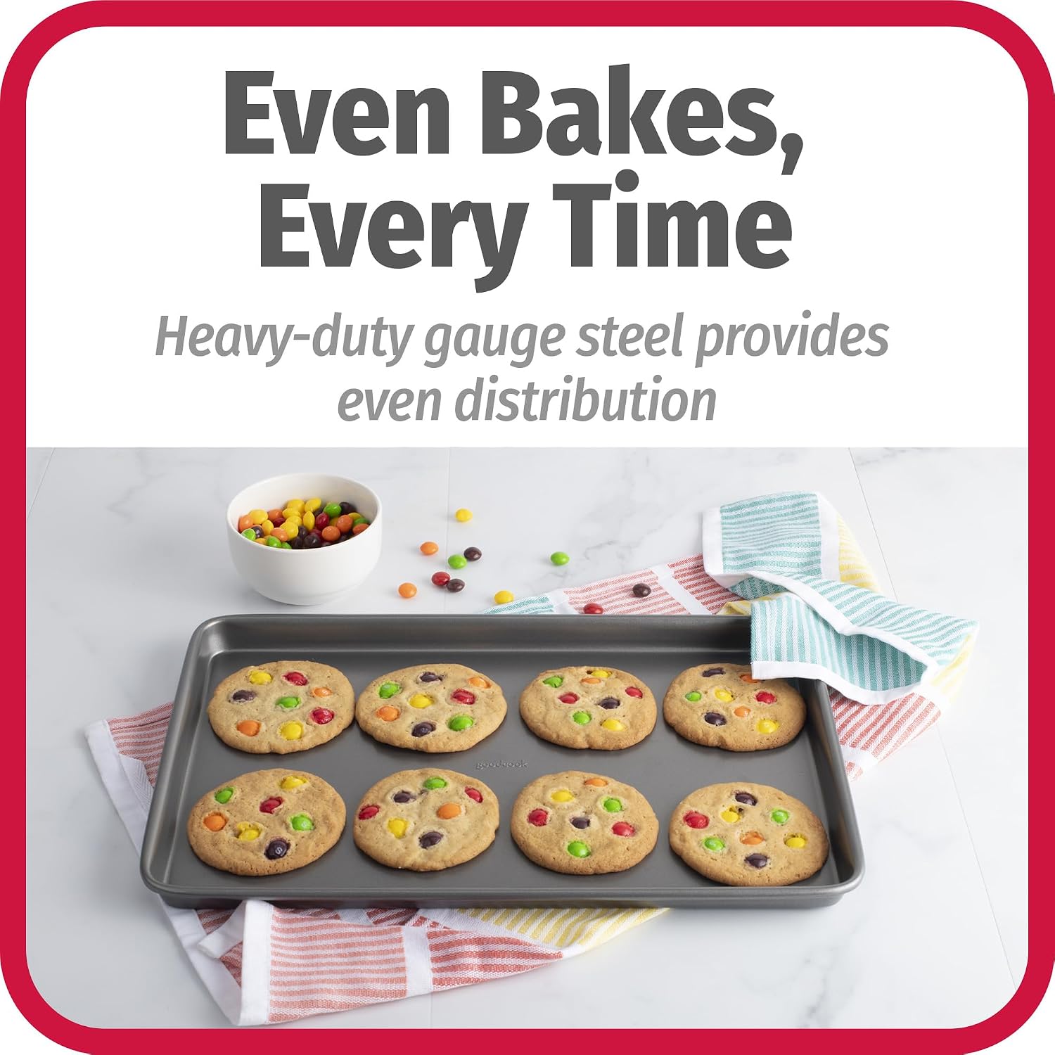 GoodCook Everyday Nonstick Baking Sheet Set, 3 Pack Includes Small (13×9), Medium (15×1) and Large (17×11) Pans, Carbon Steel Construction Cookie Sheets Bakeware Set, Gray