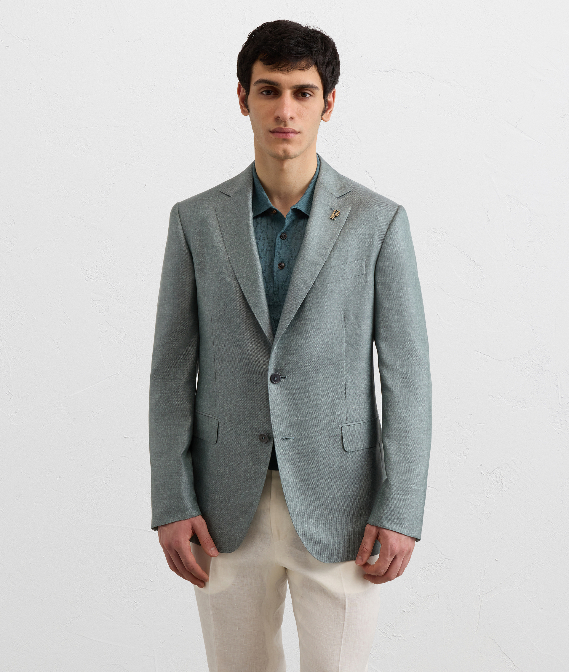 VICENZA LINE HALF-LINED JACKET IN PURE GREEN SILK