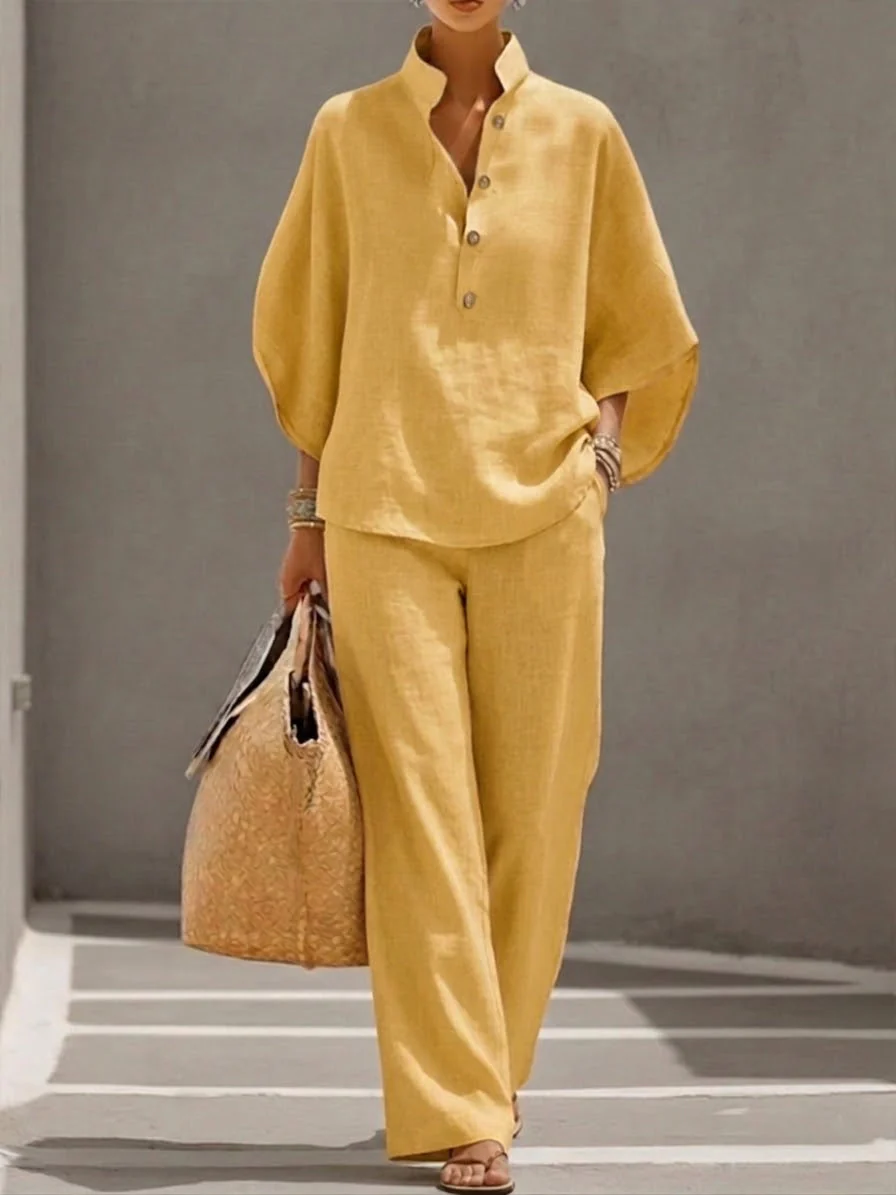 Mariel | Ensemble avec manches chauve-souris et pantalon ample.