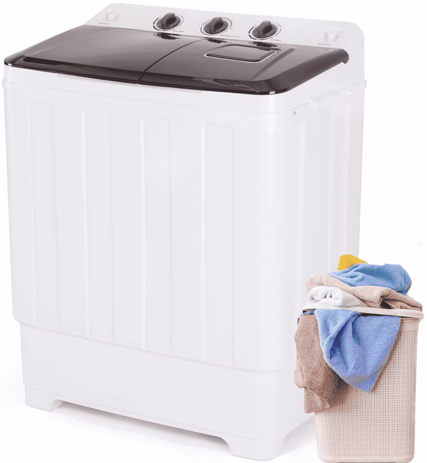 Portable Washer 30lbs, 2-in-1 Twin Tub Washer Dryer Combo Compact Semi-Automatic Washing Machine with Drain Pump, Black(Black) - Image 5