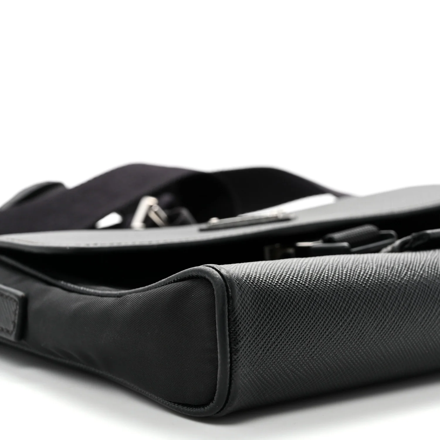 Re-Nylon Saffiano Triangle Shoulder Bag Black