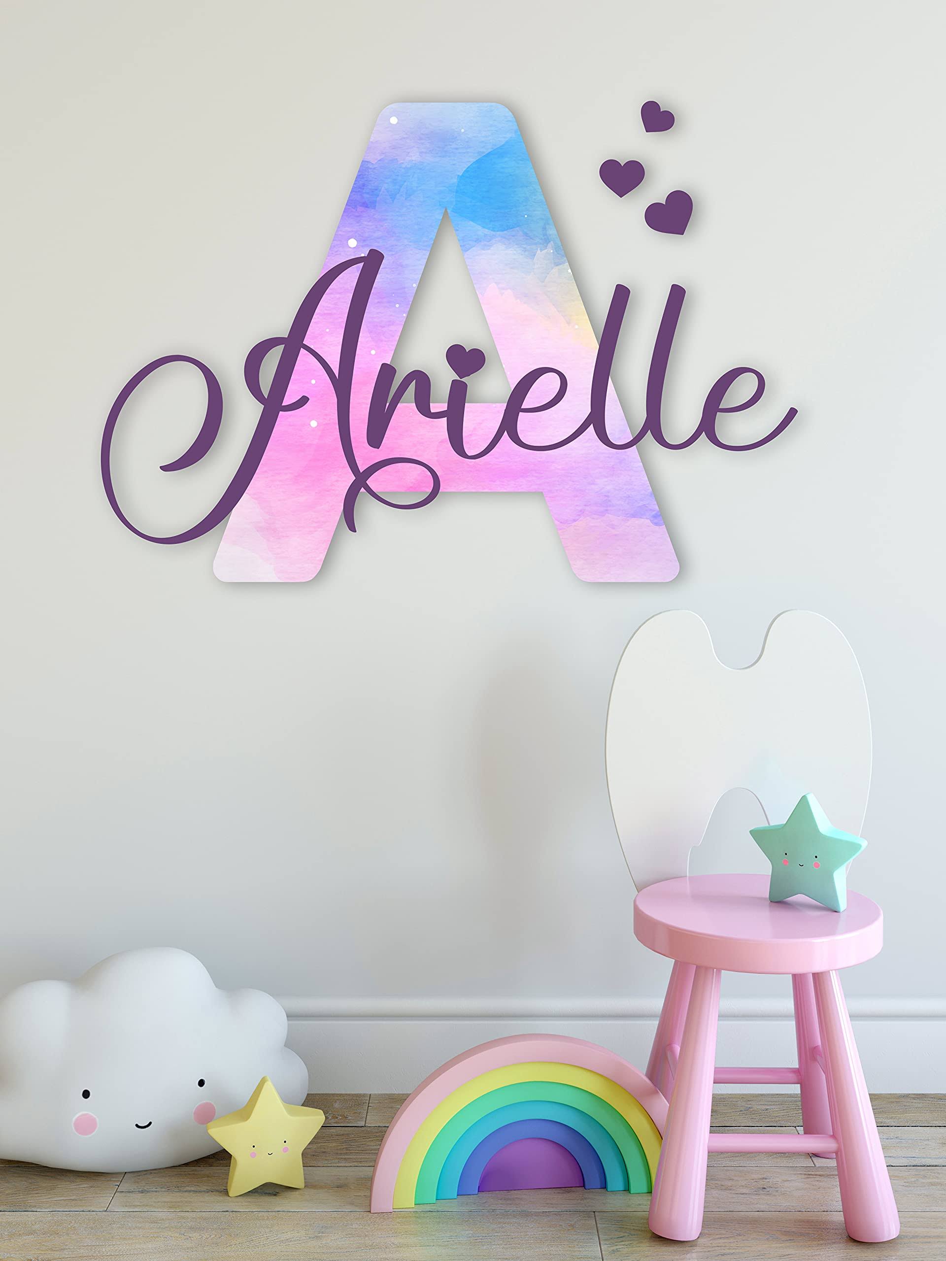 Cryptonite Multiple Font Wall Decor Bright Letter and Shimmer Colors I Custom Name & Initial I Baby Girl I Nursery Wall Decal for Baby Room