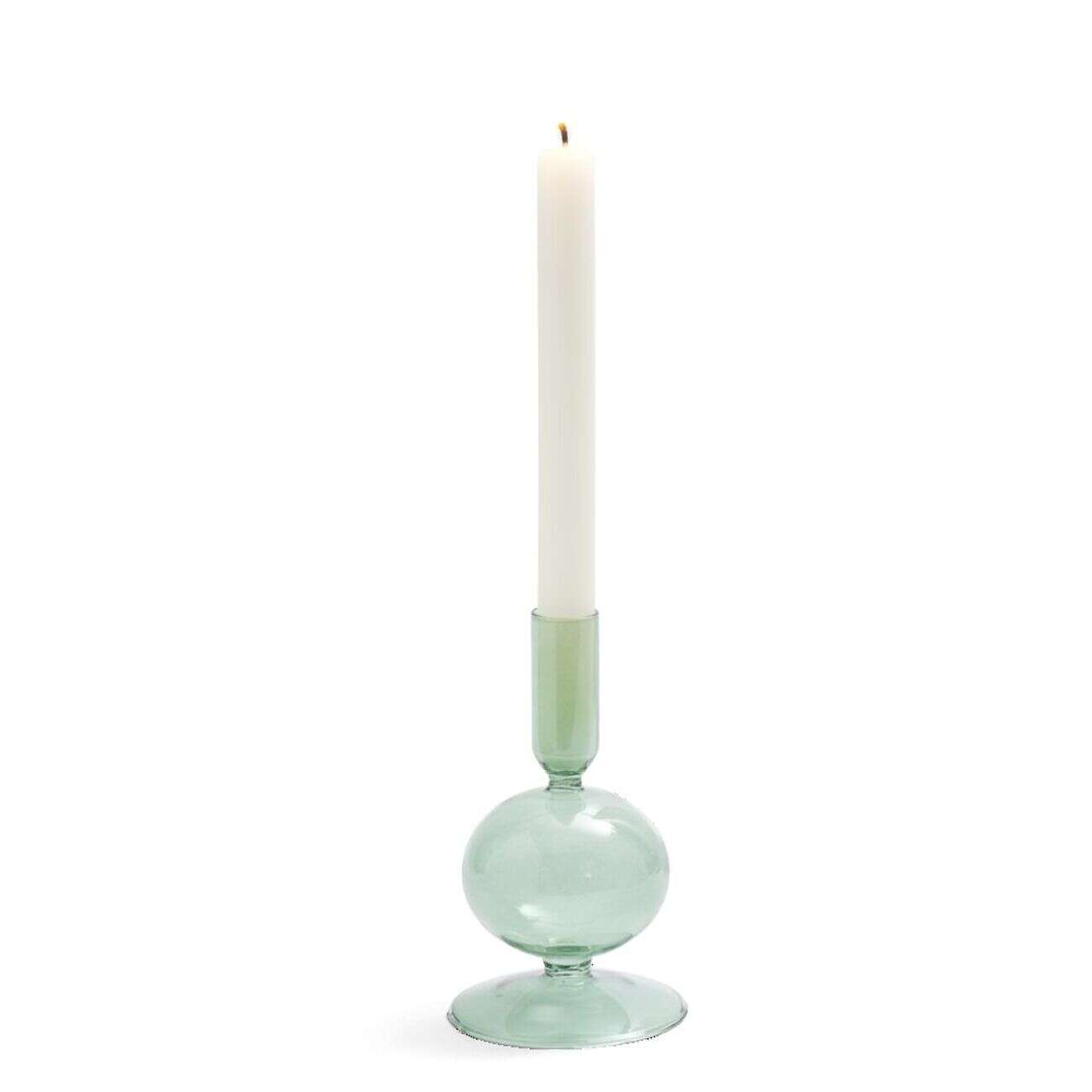 Bougeoir boule chandelier verre vert Ø8,7xH15cm