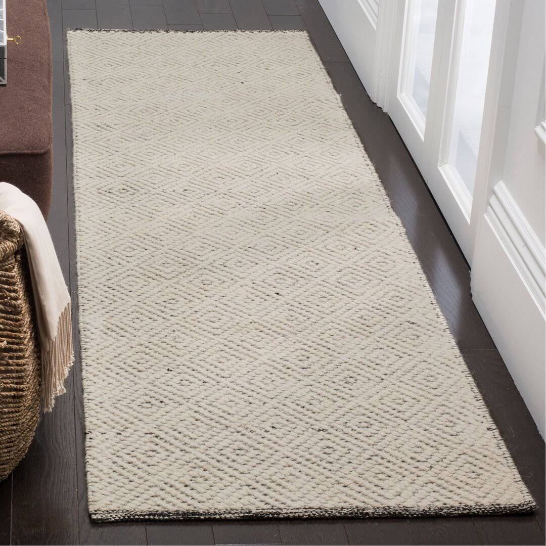 Zahid Geometric Handmade Tufted Ivory/Light Gray Area Rug George Oliver Rug Size: Runner 2'3