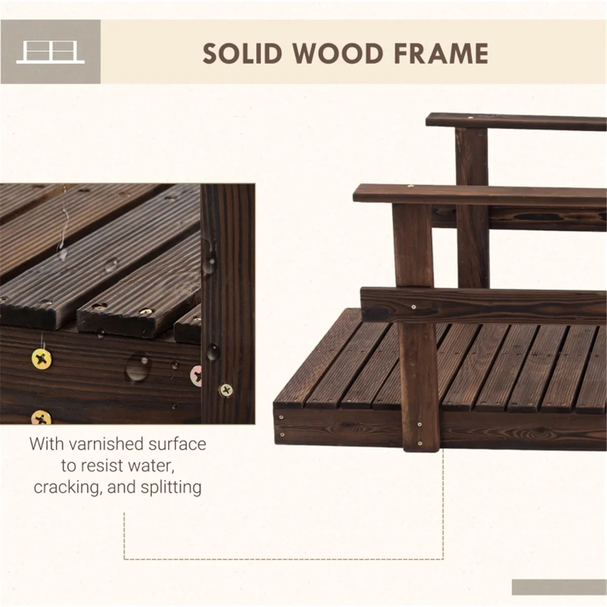 5 ft Wooden Garden Bridge Arc Footbridge