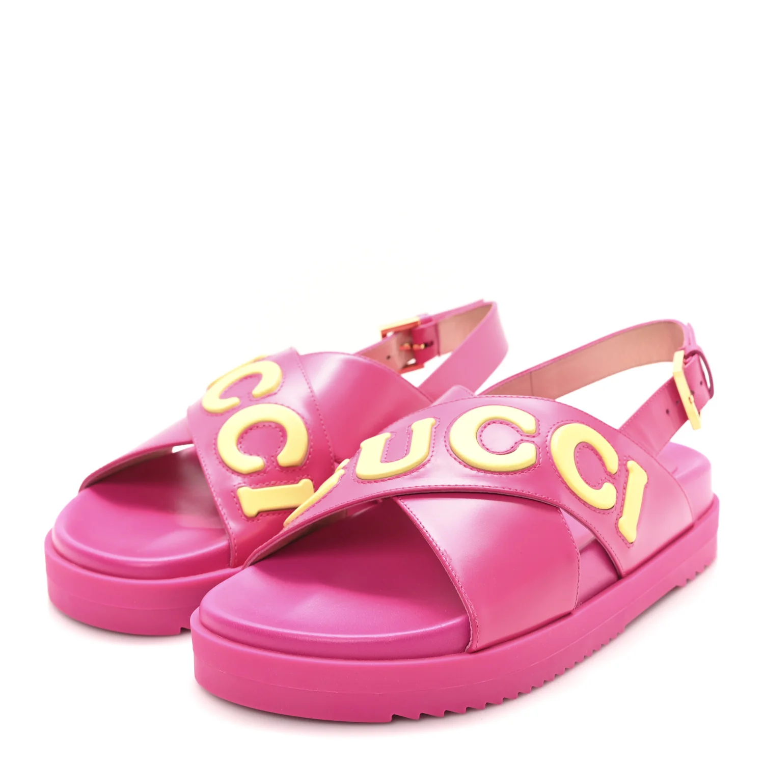 Calfskin Elizabeth Nappa Charlotte Logo Slingback Sandals 36.5 Fancy Fuchsia