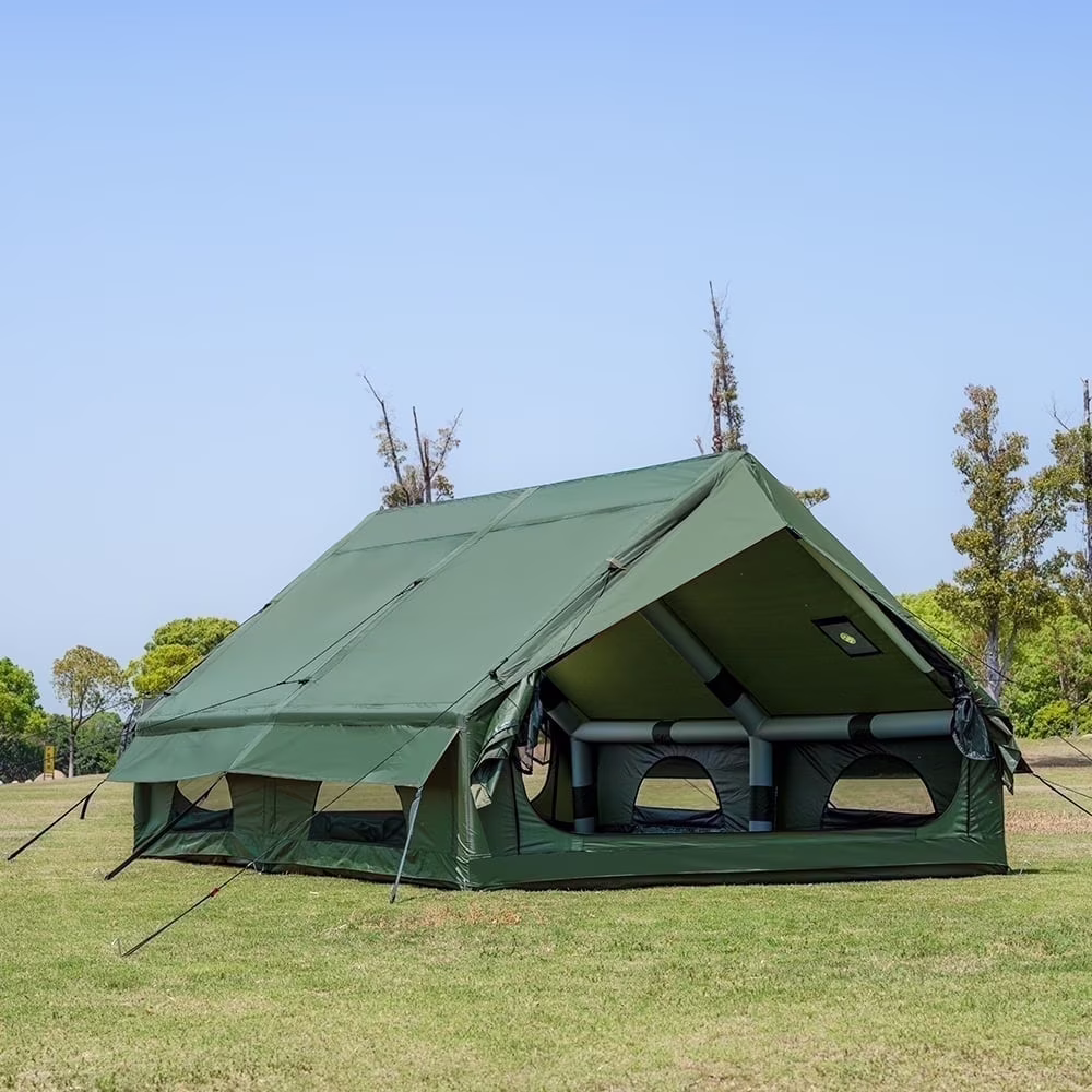 Waldmate Inflatable Camping Tent for 6 - 8 Person, Glamping Tent with Stove Jack Hand Pump, Oxford Waterproof Blow up Tent with Mesh Windows & Door(New)