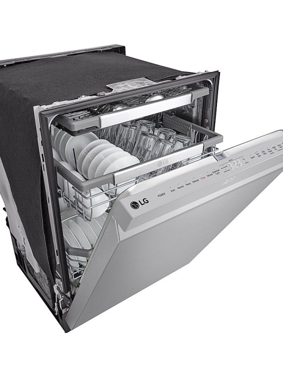 Lave-vaisselle encastrable intelligent 24″ à commandes supérieures avec cuve en acier inoxydable, 3e panier, QuadWash Pro et 42 dBA – Acier inoxydable
