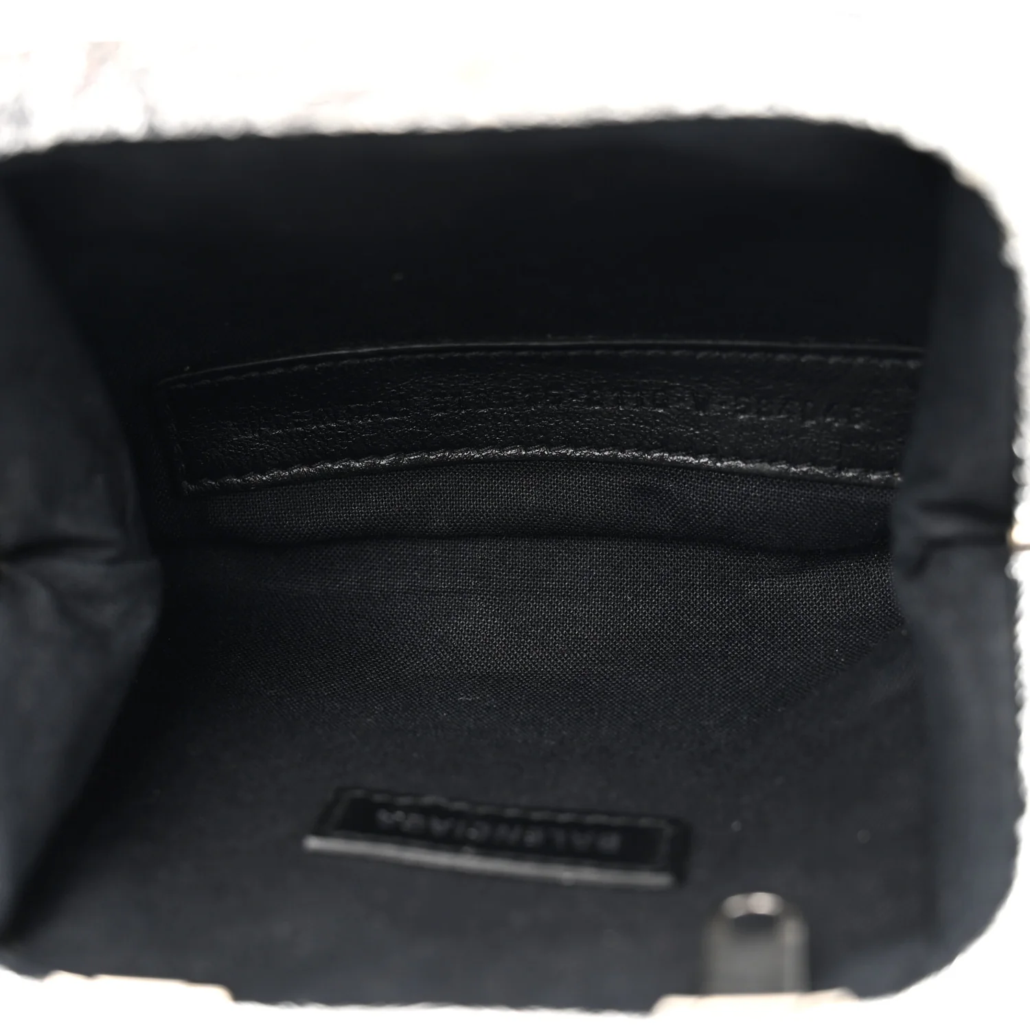 Metallic Textured Calfskin Logo Cloud Coin Purse With Strap Silver