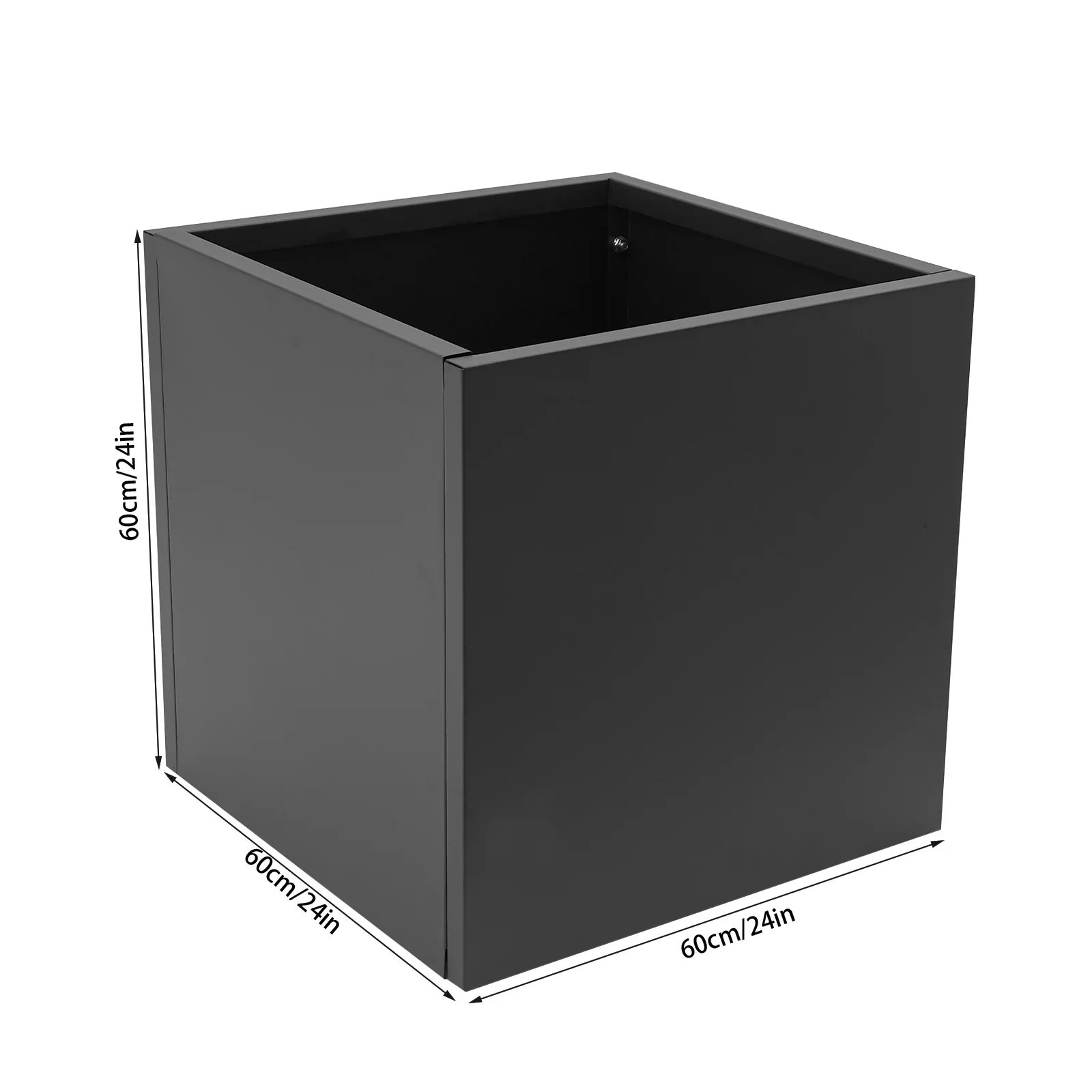 Indoor Outdoor Planter, Square Outdoor Planter For Both Indoor And Outdoor Use, For Gardens, Entrances, Patios Black Steel Square Cube Planter Box