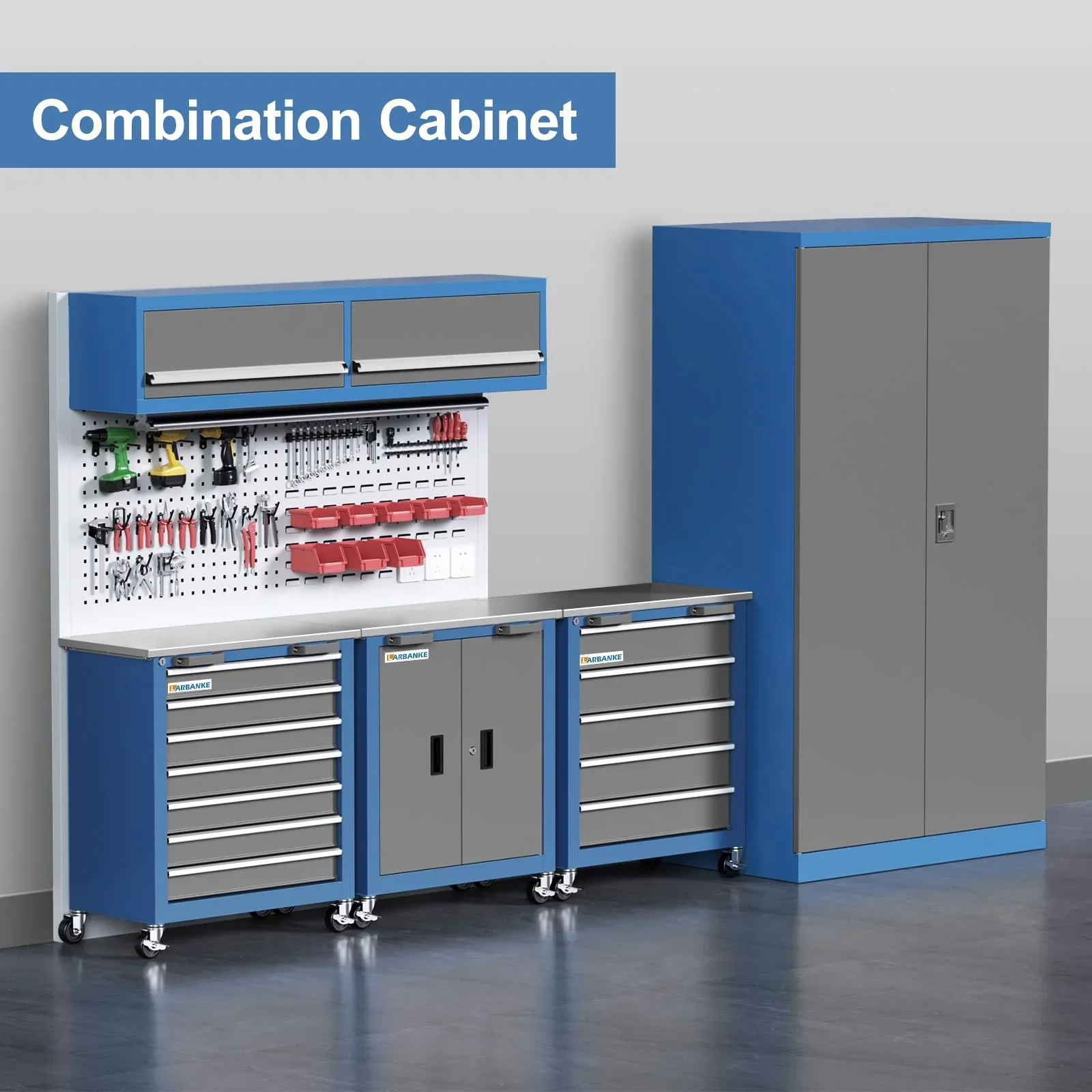 Rolling Tool Chest 5-Drawer Tool Cabinet with Stainless Steel Top Key Lock Heavy-Duty