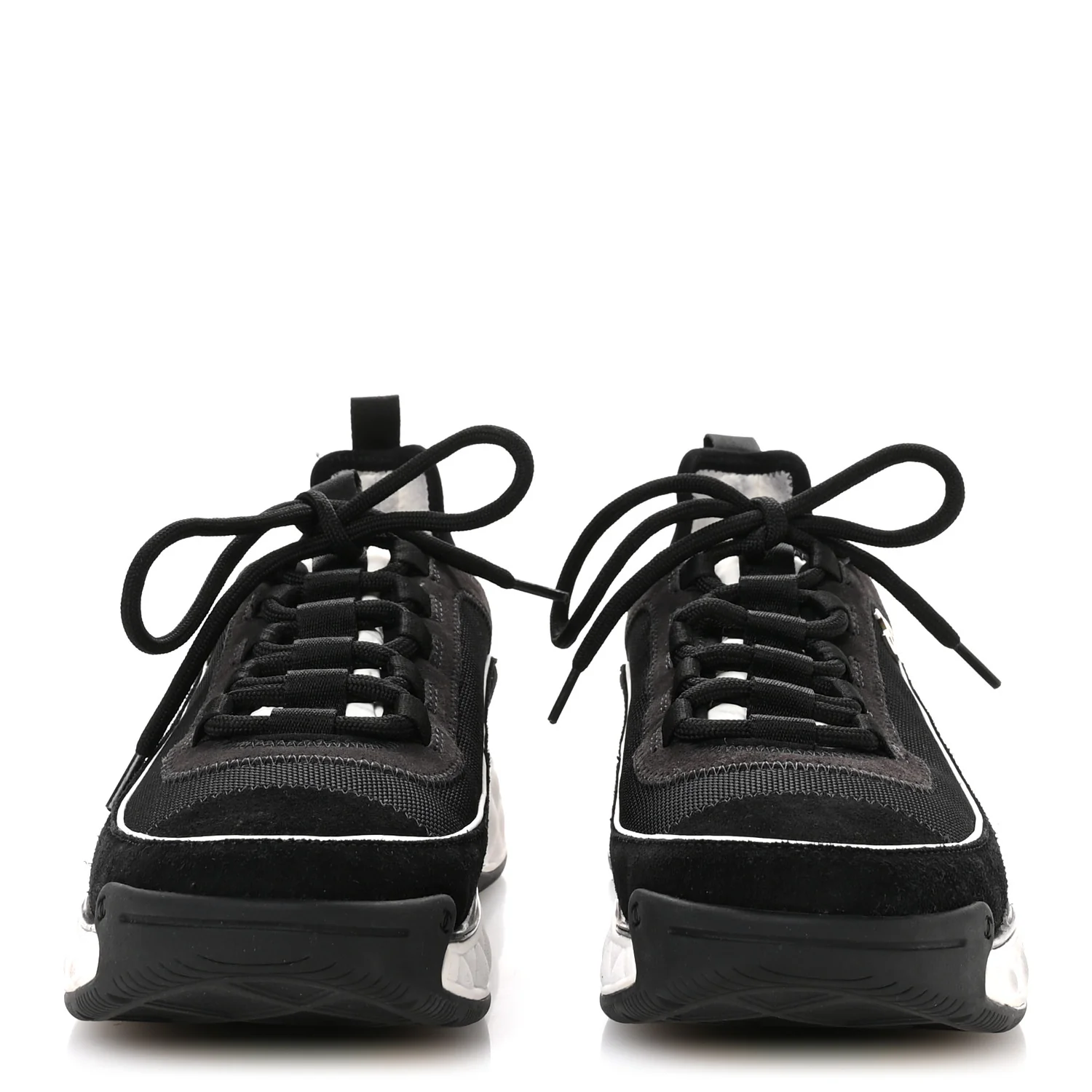 Velvet Calfskin Mixed Fibers CC Sneakers 39.5 Black