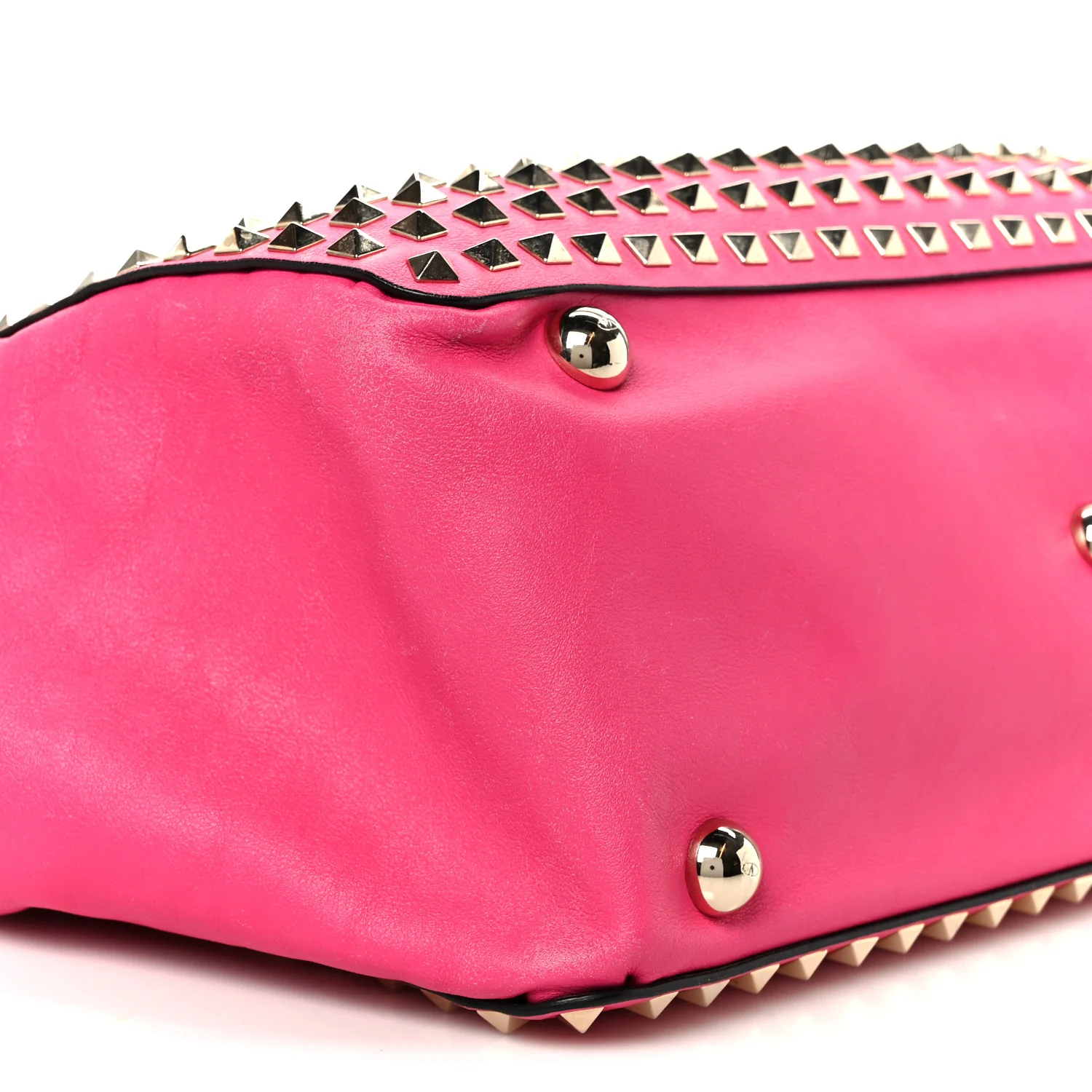 Vitello Medium Rockstud All Over Tote Pop Fuxia