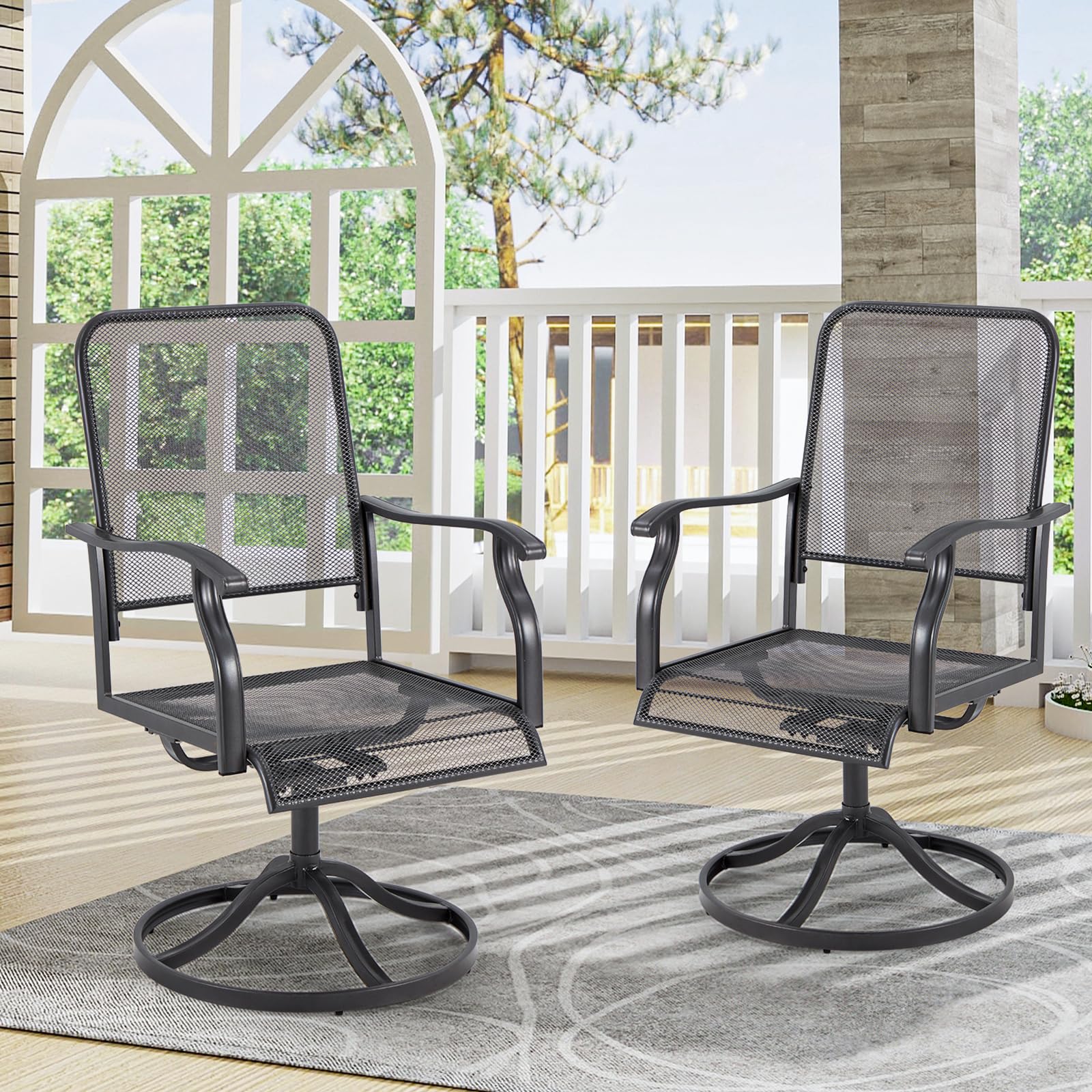 AECOJOY 360° Patio Swivel Chairs Set of 2, High-Back All-Weather Outdoor Seating