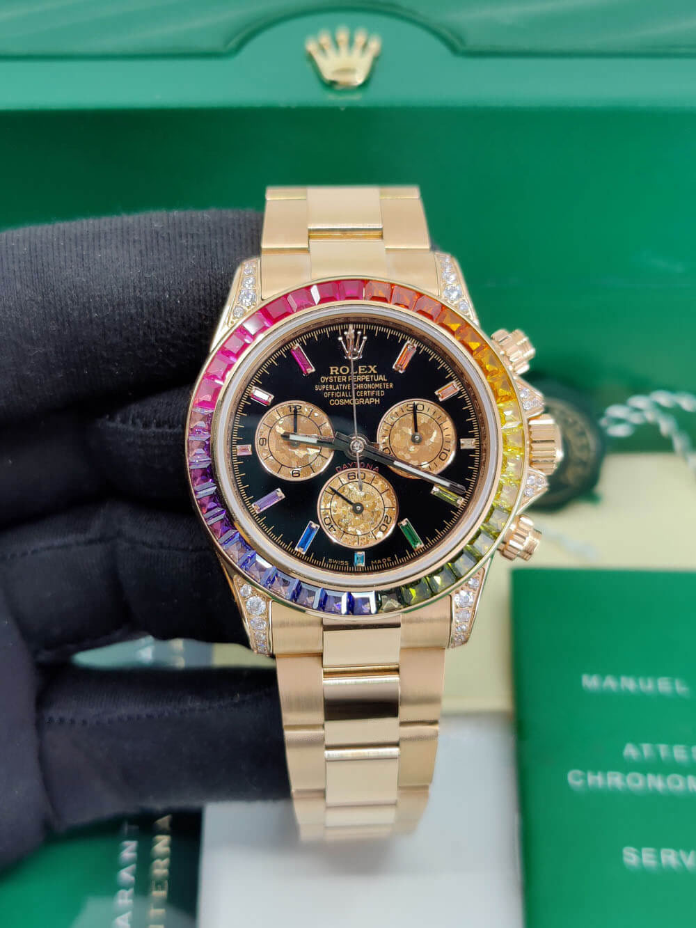 [Super Clone]RDaytona Rainbow Swiss Replica Watch | 18k Rose Gold | Ref 116595RBOW