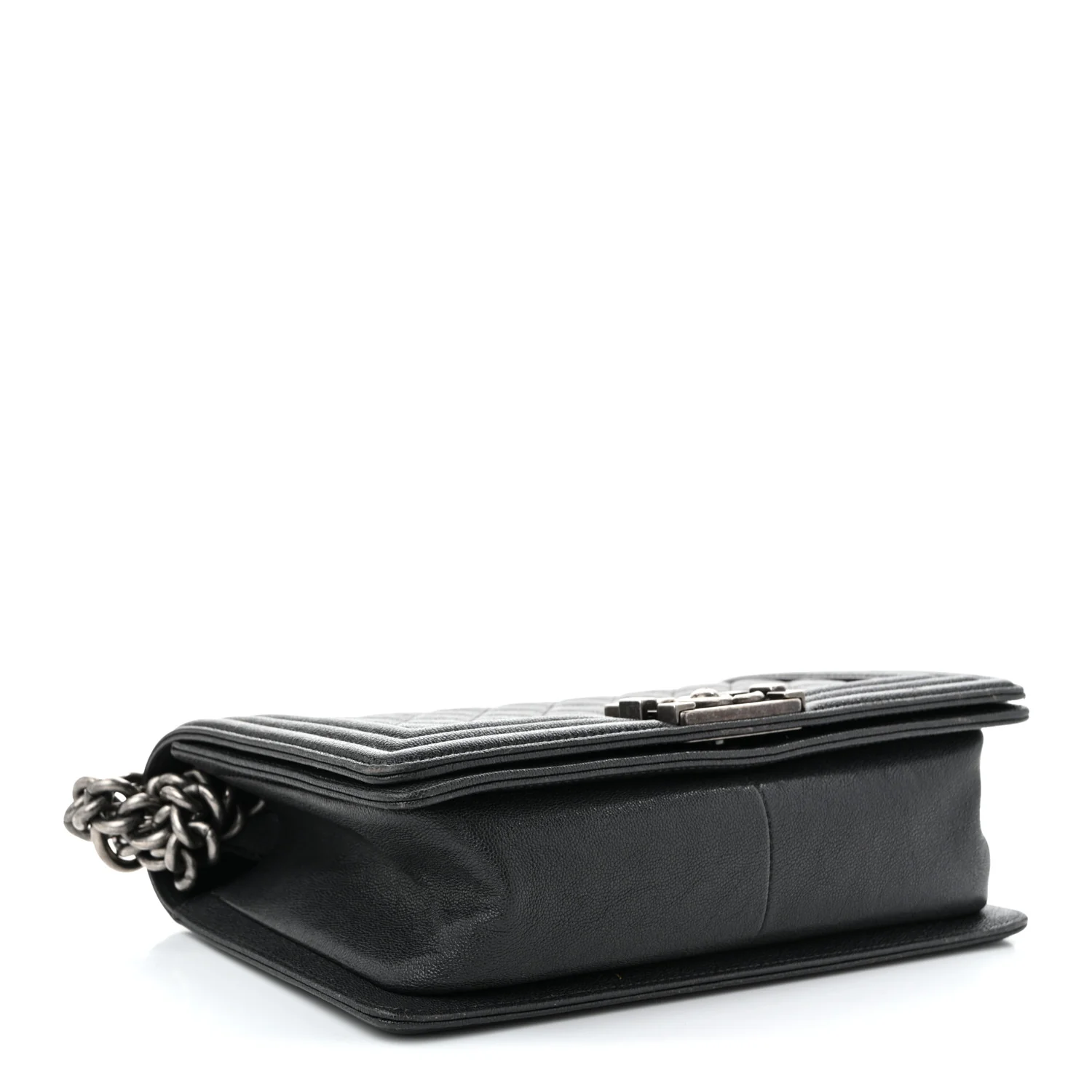 Caviar Quilted Medium Boy Flap Dark Grey