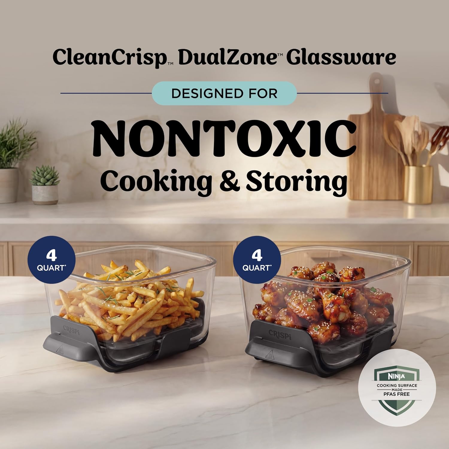 Ninja Crispi DualZone Glass Countertop Air Fryer, Cyberspace, DD101BL1