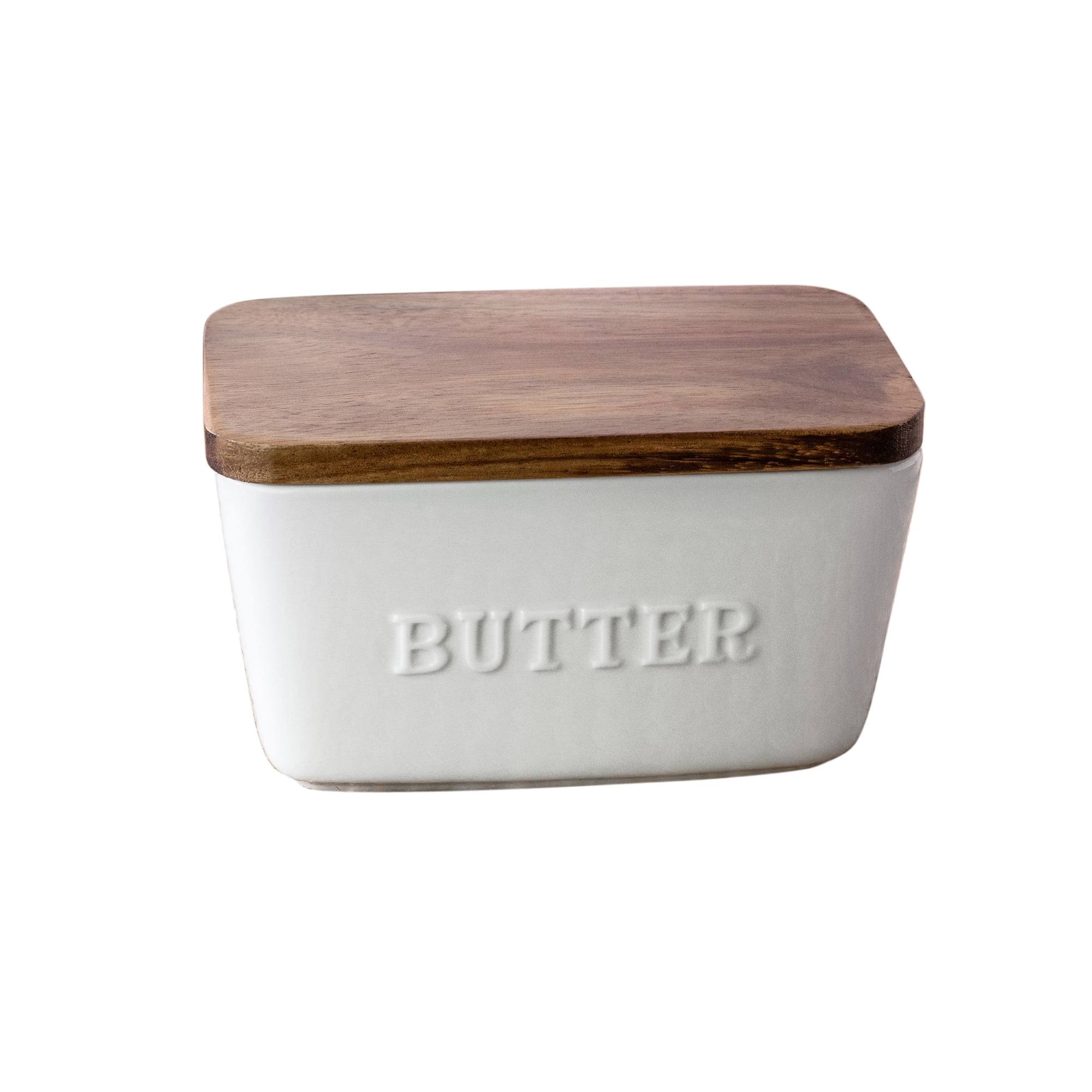 Better Homes & Gardens Porcelain Embossed Butter Dish, White